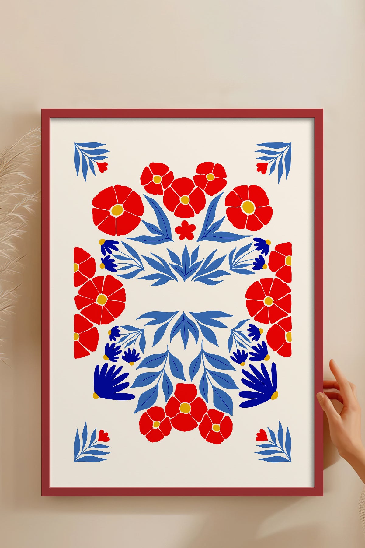 HOMEPACK Ahşap Çerçeveli Tablo Çerçeveli Poster Sanatsal Modern Duvar Dekoru FLOWER-145