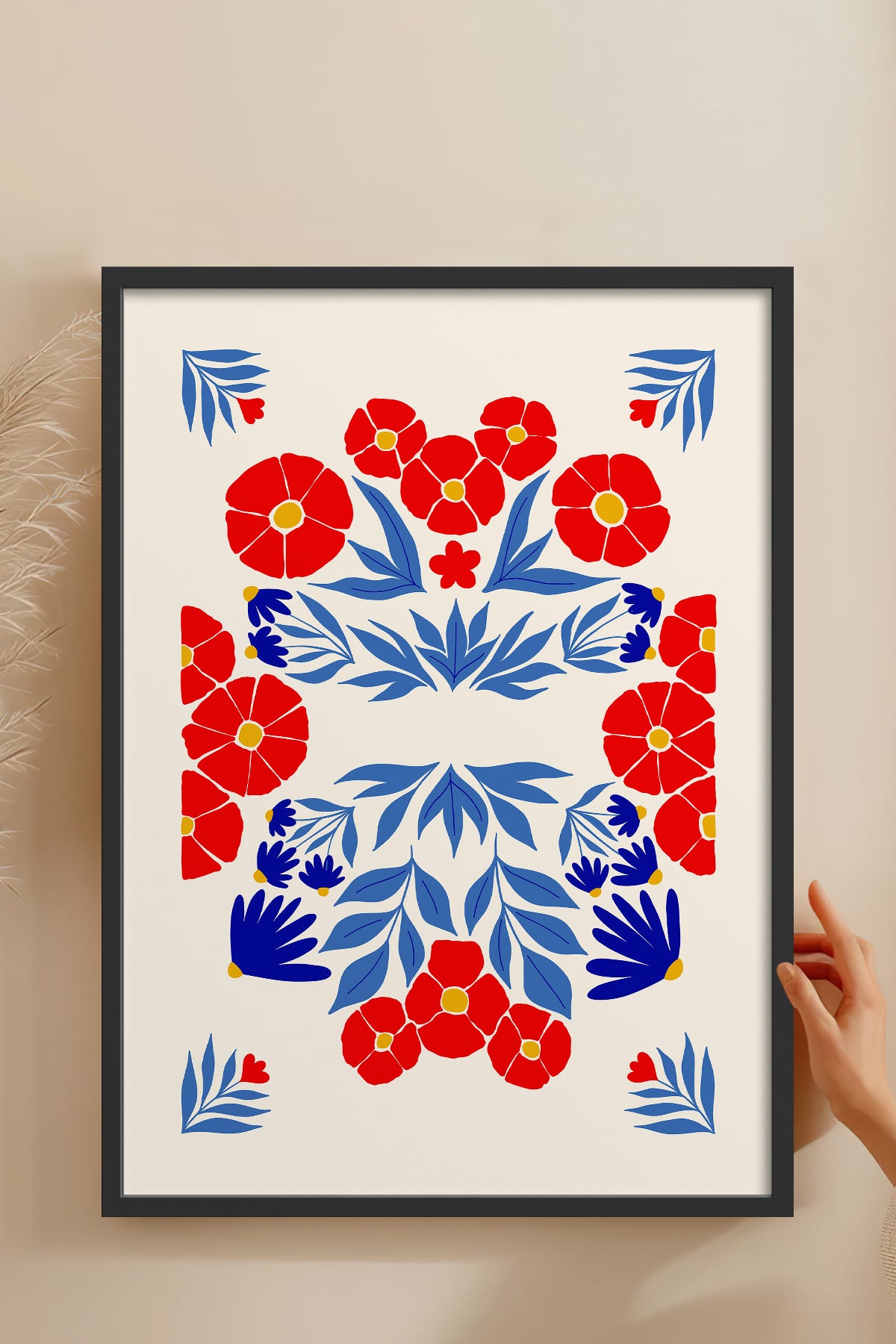 HOMEPACK Ahşap Çerçeveli Tablo Çerçeveli Poster Sanatsal Modern Duvar Dekoru FLOWER-145