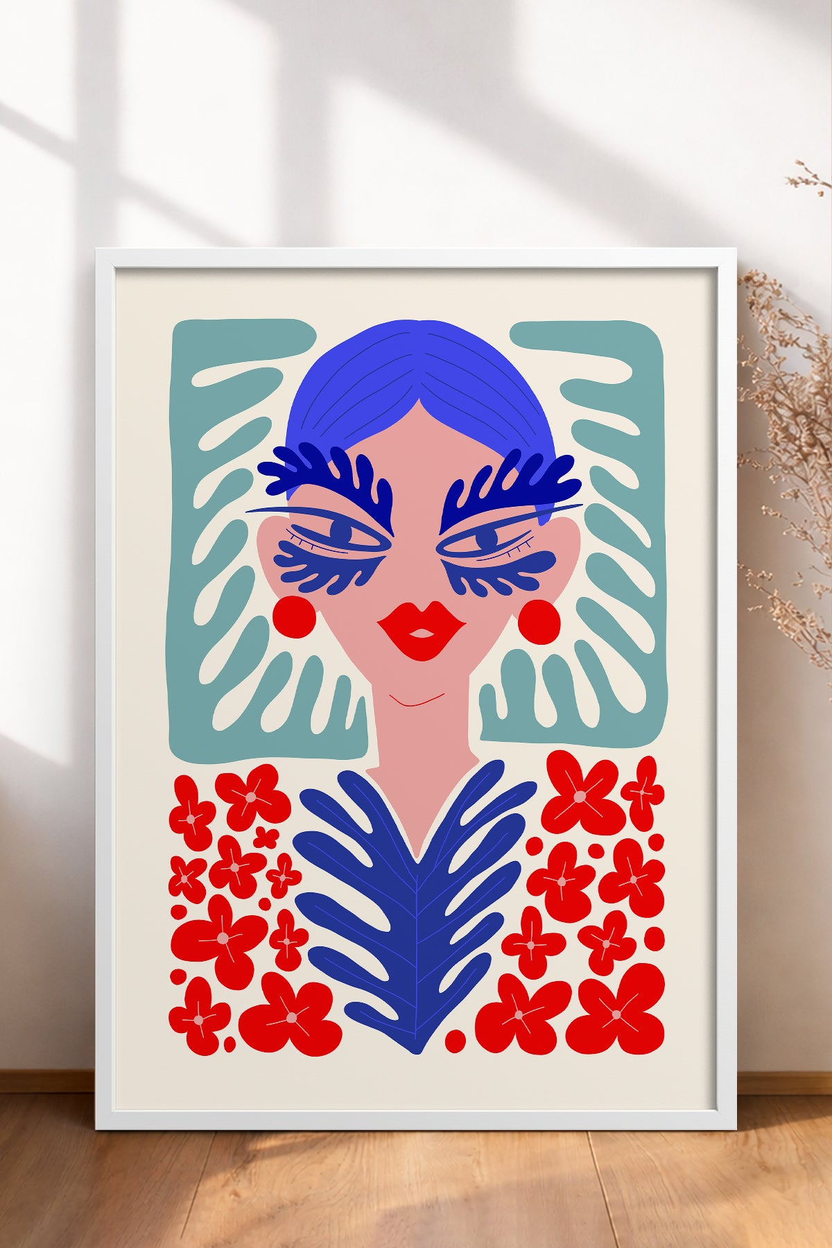 HOMEPACK Ahşap Çerçeveli Tablo Çerçeveli Poster Sanatsal Modern Duvar Dekoru FLOWER-147