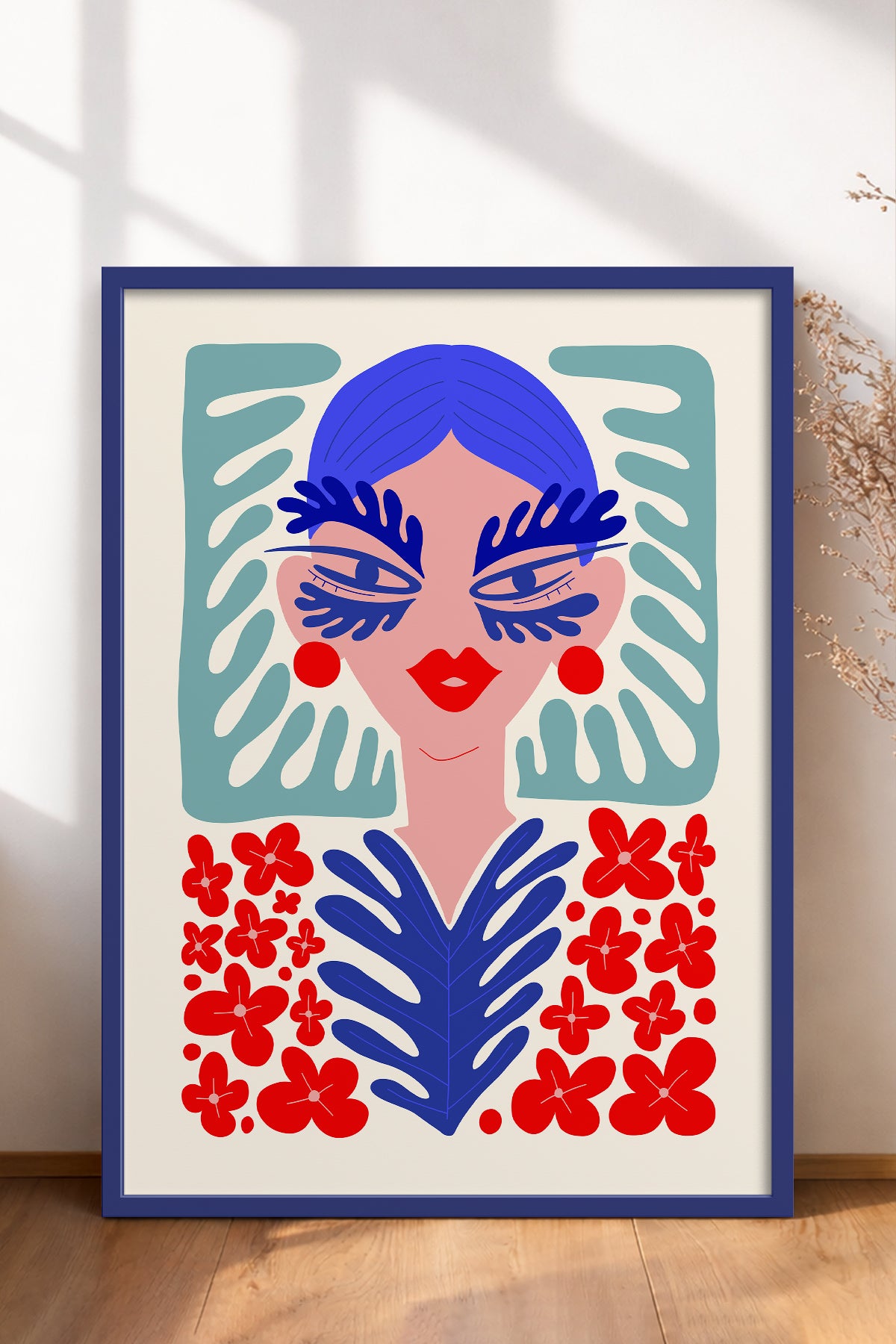 HOMEPACK Ahşap Çerçeveli Tablo Çerçeveli Poster Sanatsal Modern Duvar Dekoru FLOWER-147