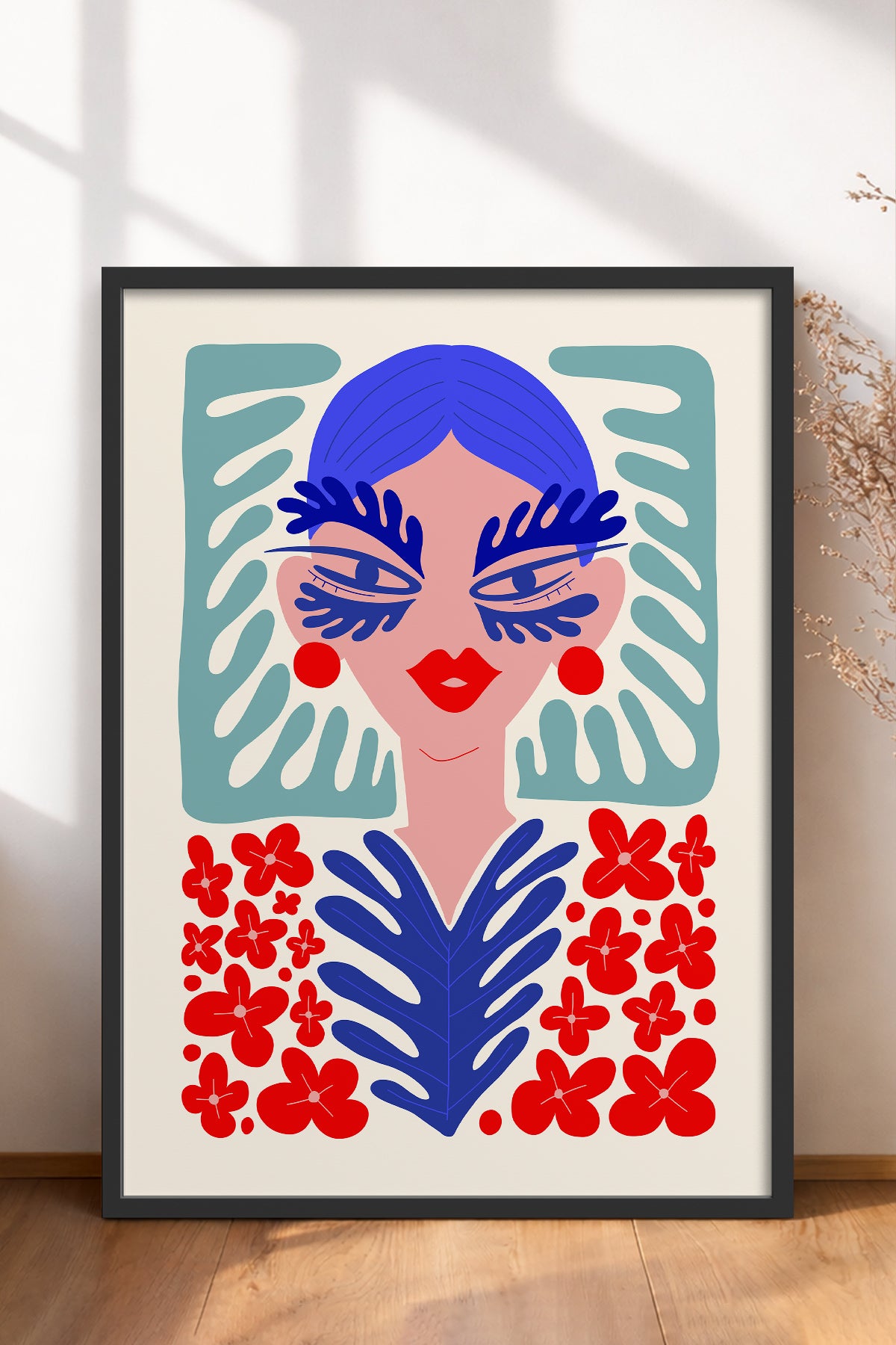 HOMEPACK Ahşap Çerçeveli Tablo Çerçeveli Poster Sanatsal Modern Duvar Dekoru FLOWER-147