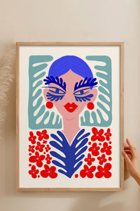 HOMEPACK Ahşap Çerçeveli Tablo Çerçeveli Poster Sanatsal Modern Duvar Dekoru FLOWER-147