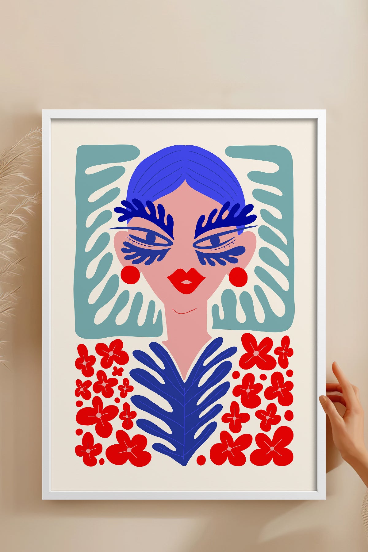 HOMEPACK Ahşap Çerçeveli Tablo Çerçeveli Poster Sanatsal Modern Duvar Dekoru FLOWER-147