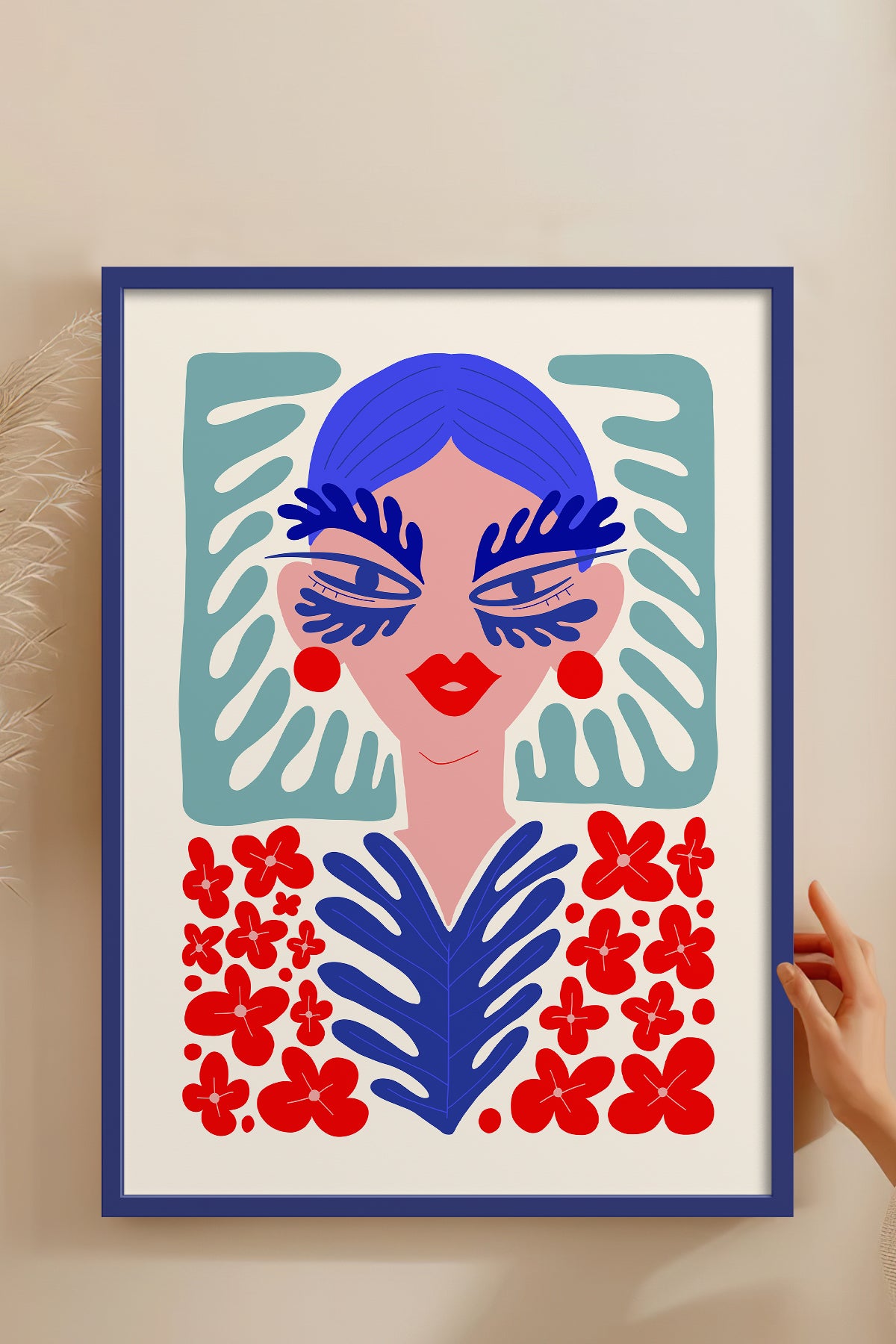 HOMEPACK Ahşap Çerçeveli Tablo Çerçeveli Poster Sanatsal Modern Duvar Dekoru FLOWER-147