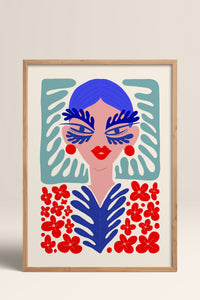 HOMEPACK Ahşap Çerçeveli Tablo Çerçeveli Poster Sanatsal Modern Duvar Dekoru FLOWER-147