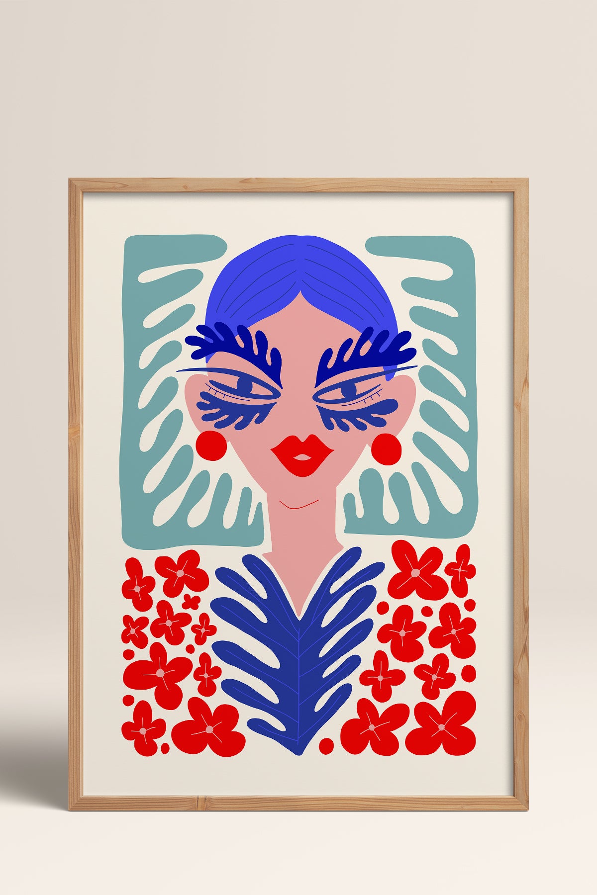 HOMEPACK Ahşap Çerçeveli Tablo Çerçeveli Poster Sanatsal Modern Duvar Dekoru FLOWER-147