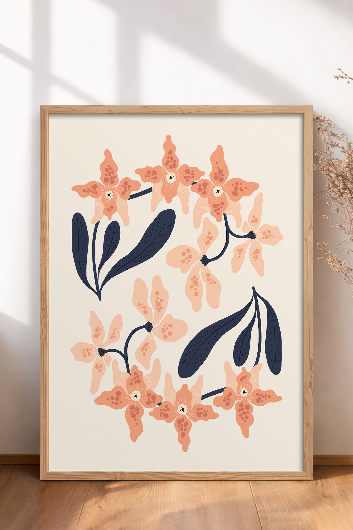 HOMEPACK Ahşap Çerçeveli Tablo Çerçeveli Poster Sanatsal Modern Duvar Dekoru FLOWER-148