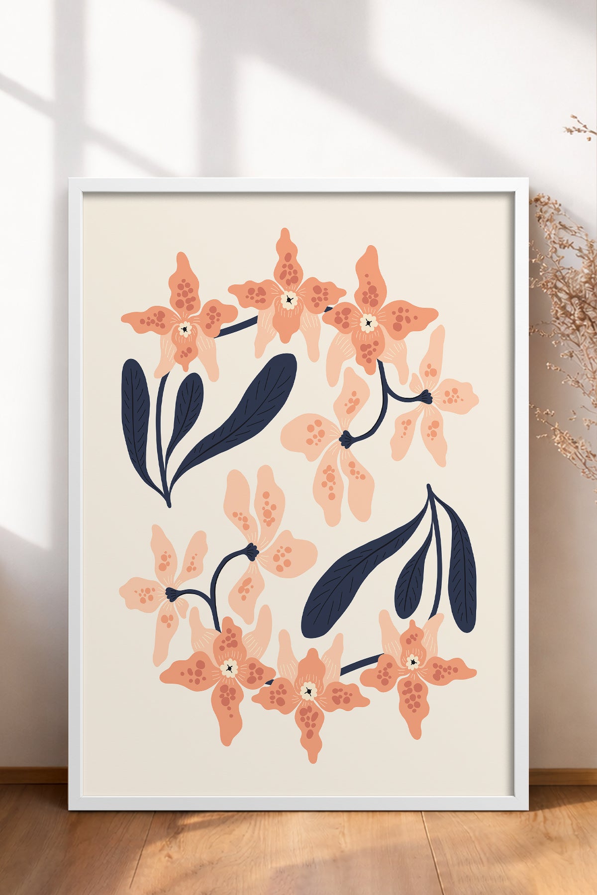 HOMEPACK Ahşap Çerçeveli Tablo Çerçeveli Poster Sanatsal Modern Duvar Dekoru FLOWER-148