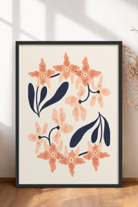 HOMEPACK Ahşap Çerçeveli Tablo Çerçeveli Poster Sanatsal Modern Duvar Dekoru FLOWER-148