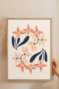 HOMEPACK Ahşap Çerçeveli Tablo Çerçeveli Poster Sanatsal Modern Duvar Dekoru FLOWER-148