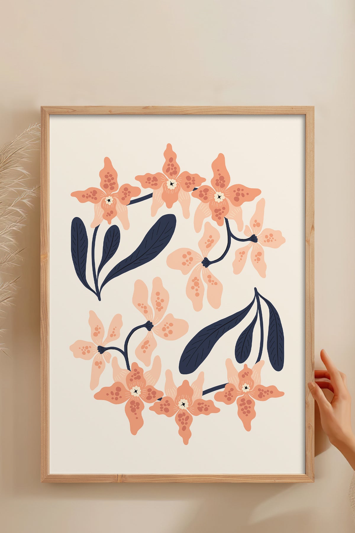 HOMEPACK Ahşap Çerçeveli Tablo Çerçeveli Poster Sanatsal Modern Duvar Dekoru FLOWER-148