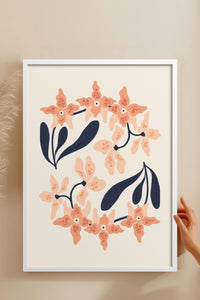 HOMEPACK Ahşap Çerçeveli Tablo Çerçeveli Poster Sanatsal Modern Duvar Dekoru FLOWER-148