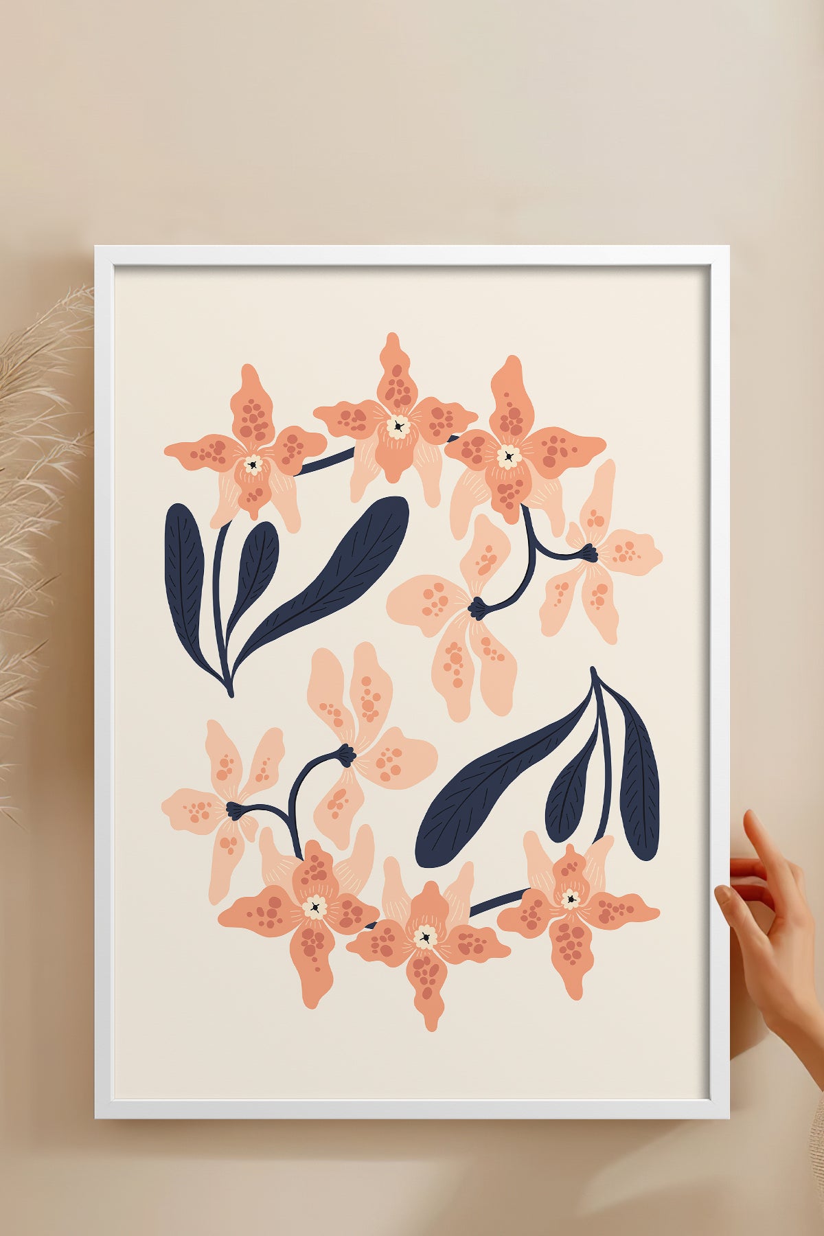 HOMEPACK Ahşap Çerçeveli Tablo Çerçeveli Poster Sanatsal Modern Duvar Dekoru FLOWER-148
