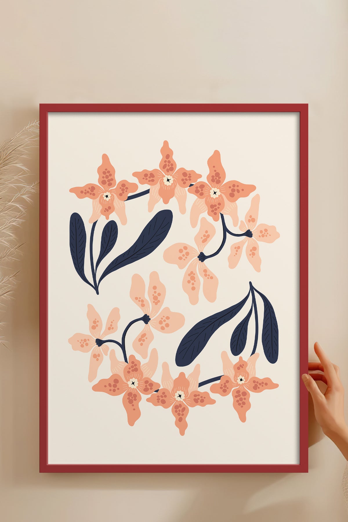HOMEPACK Ahşap Çerçeveli Tablo Çerçeveli Poster Sanatsal Modern Duvar Dekoru FLOWER-148