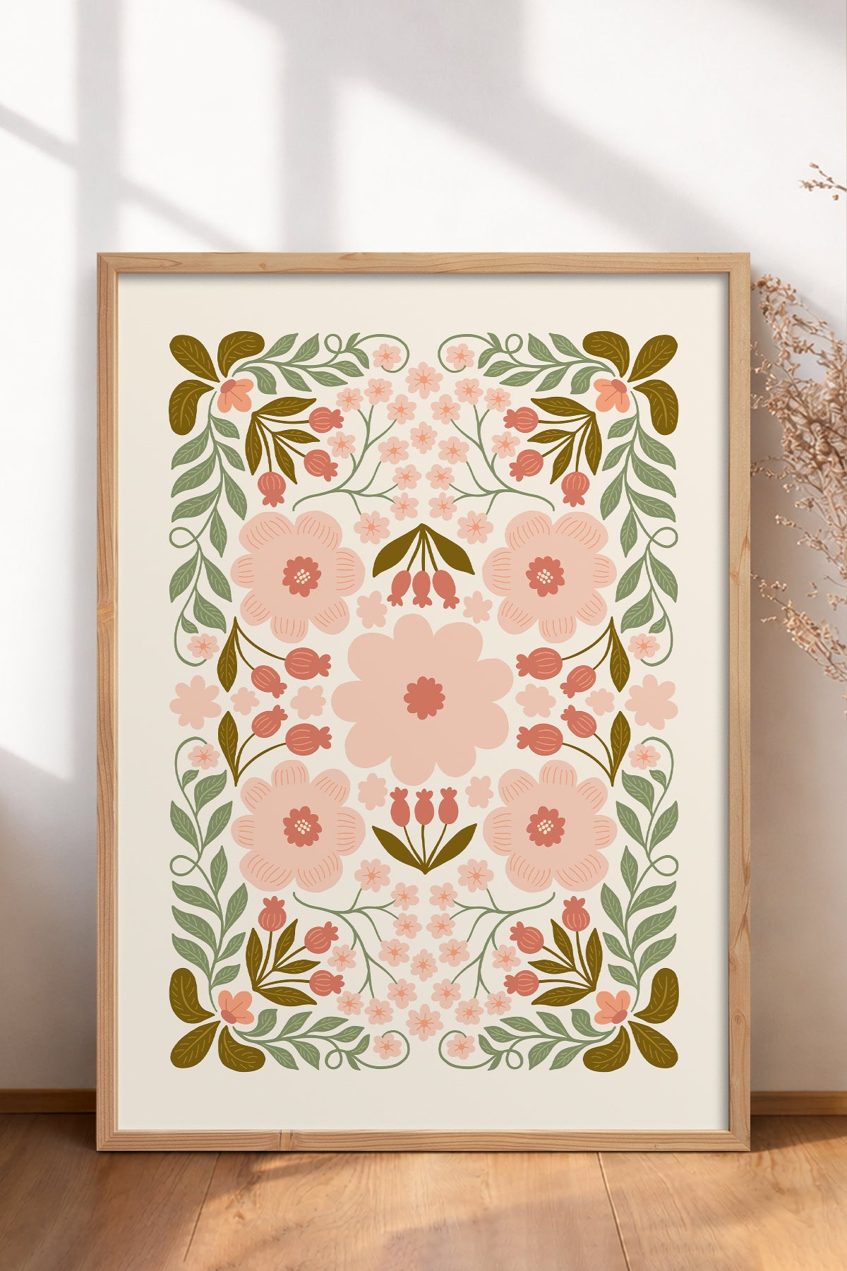 HOMEPACK Ahşap Çerçeveli Tablo Çerçeveli Poster Sanatsal Modern Duvar Dekoru FLOWER-150