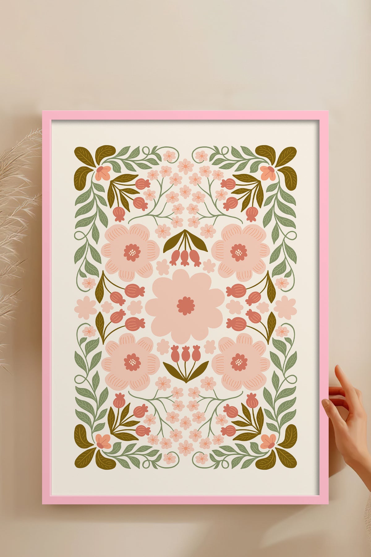 HOMEPACK Ahşap Çerçeveli Tablo Çerçeveli Poster Sanatsal Modern Duvar Dekoru FLOWER-150
