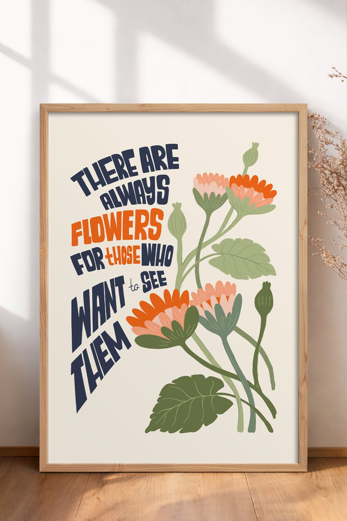 HOMEPACK Ahşap Çerçeveli Tablo Çerçeveli Poster Sanatsal Modern Duvar Dekoru FLOWER-152