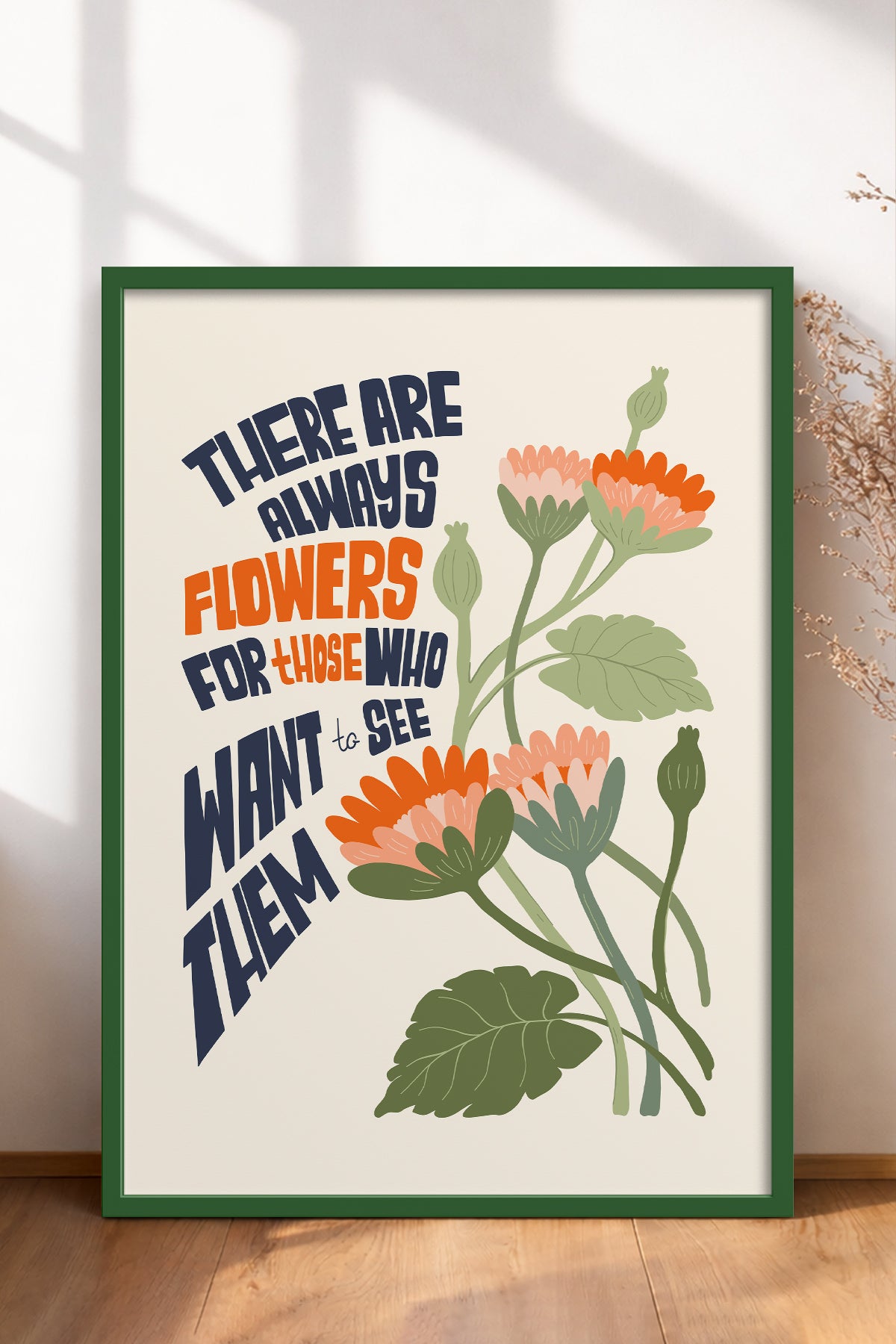 HOMEPACK Ahşap Çerçeveli Tablo Çerçeveli Poster Sanatsal Modern Duvar Dekoru FLOWER-152