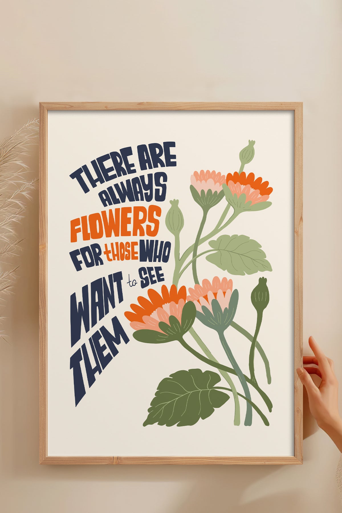 HOMEPACK Ahşap Çerçeveli Tablo Çerçeveli Poster Sanatsal Modern Duvar Dekoru FLOWER-152