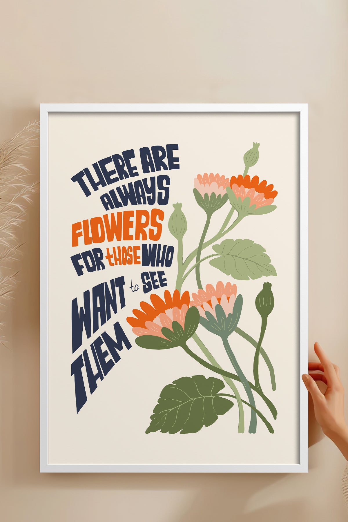 HOMEPACK Ahşap Çerçeveli Tablo Çerçeveli Poster Sanatsal Modern Duvar Dekoru FLOWER-152