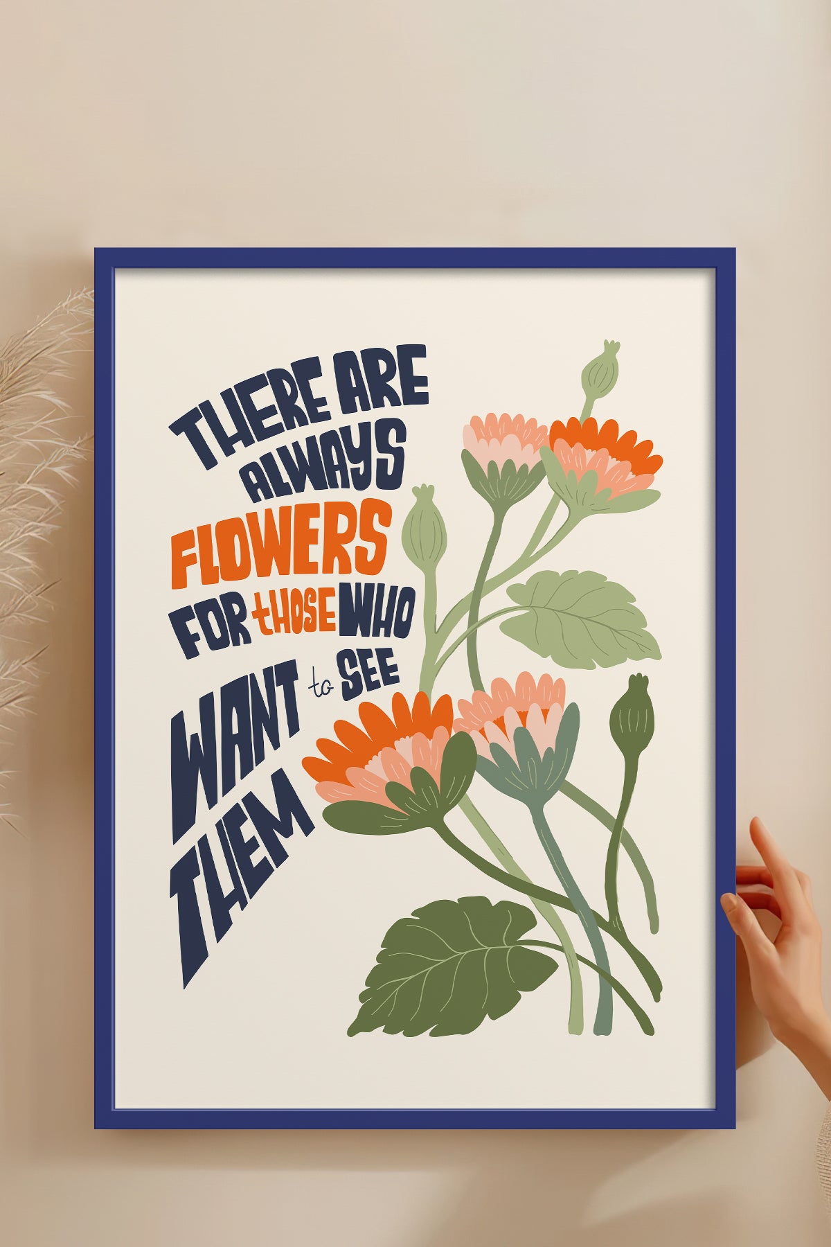 HOMEPACK Ahşap Çerçeveli Tablo Çerçeveli Poster Sanatsal Modern Duvar Dekoru FLOWER-152