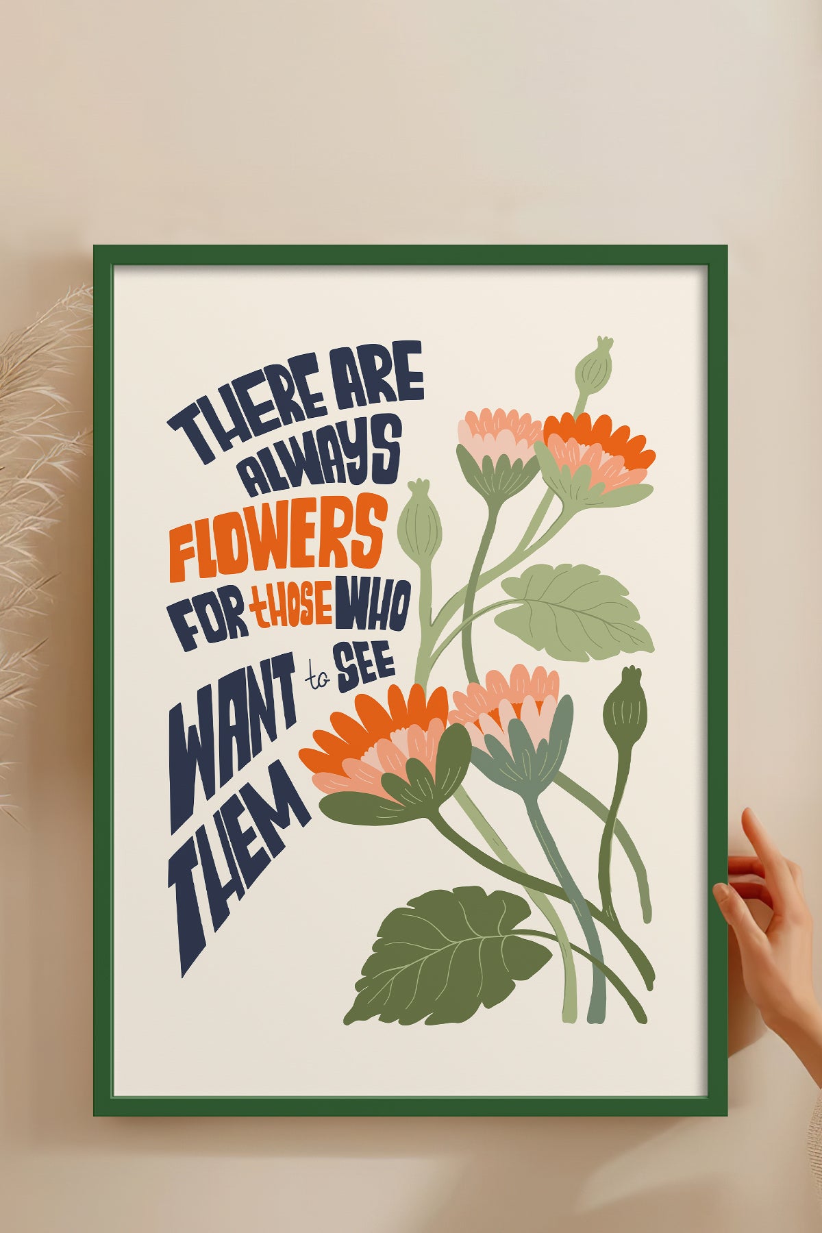 HOMEPACK Ahşap Çerçeveli Tablo Çerçeveli Poster Sanatsal Modern Duvar Dekoru FLOWER-152