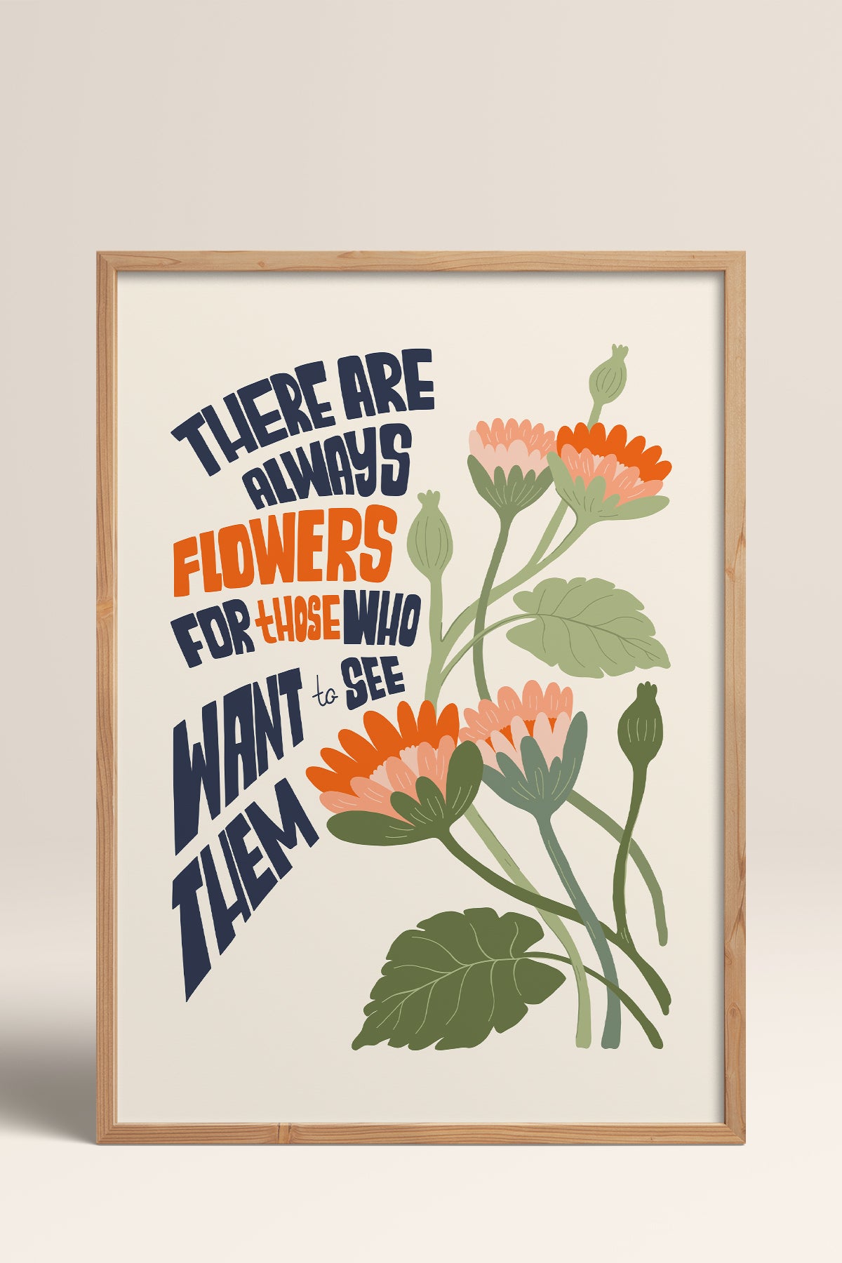 HOMEPACK Ahşap Çerçeveli Tablo Çerçeveli Poster Sanatsal Modern Duvar Dekoru FLOWER-152