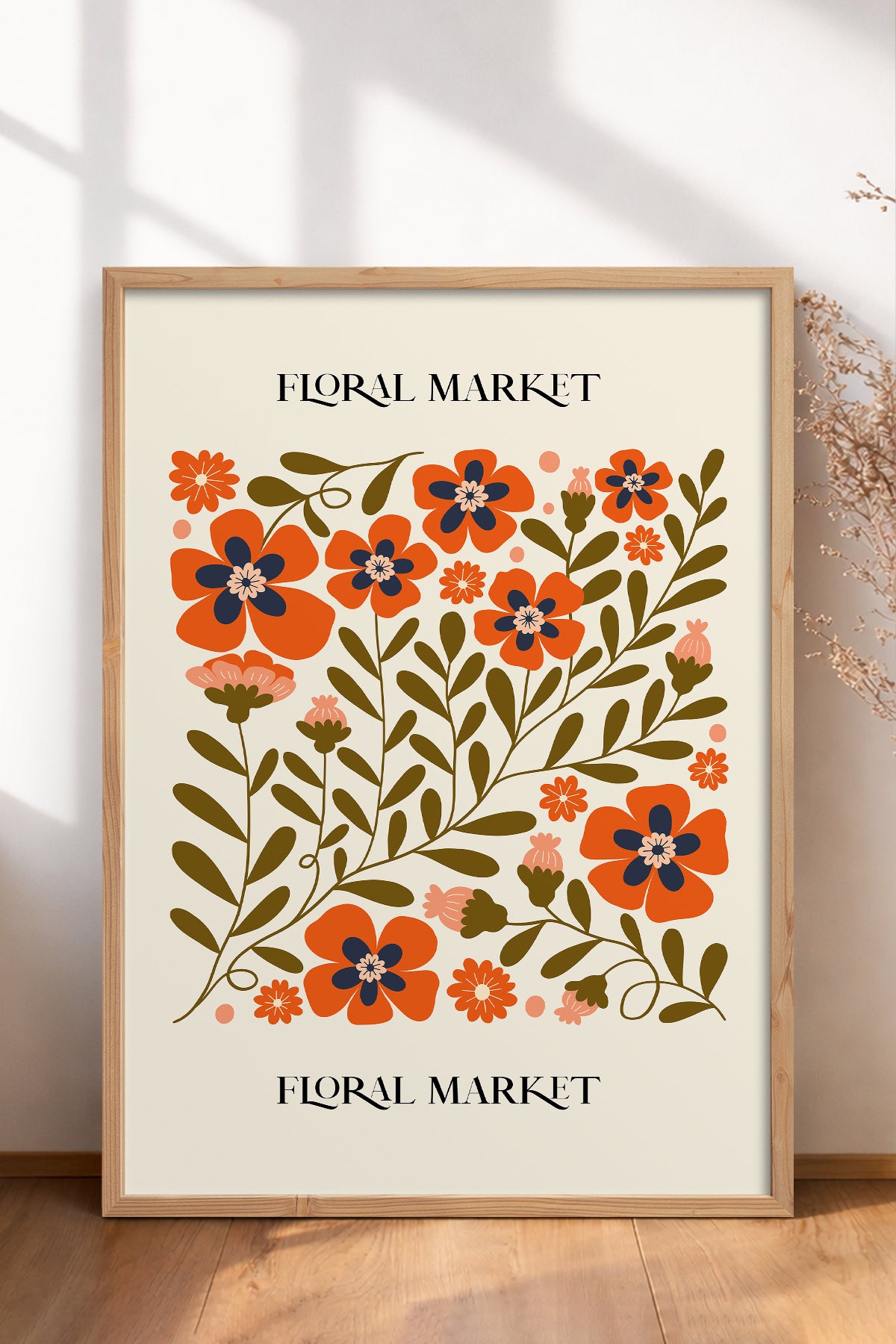 HOMEPACK Ahşap Çerçeveli Tablo Çerçeveli Poster Sanatsal Modern Duvar Dekoru FLOWER-155