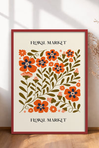 HOMEPACK Ahşap Çerçeveli Tablo Çerçeveli Poster Sanatsal Modern Duvar Dekoru FLOWER-155