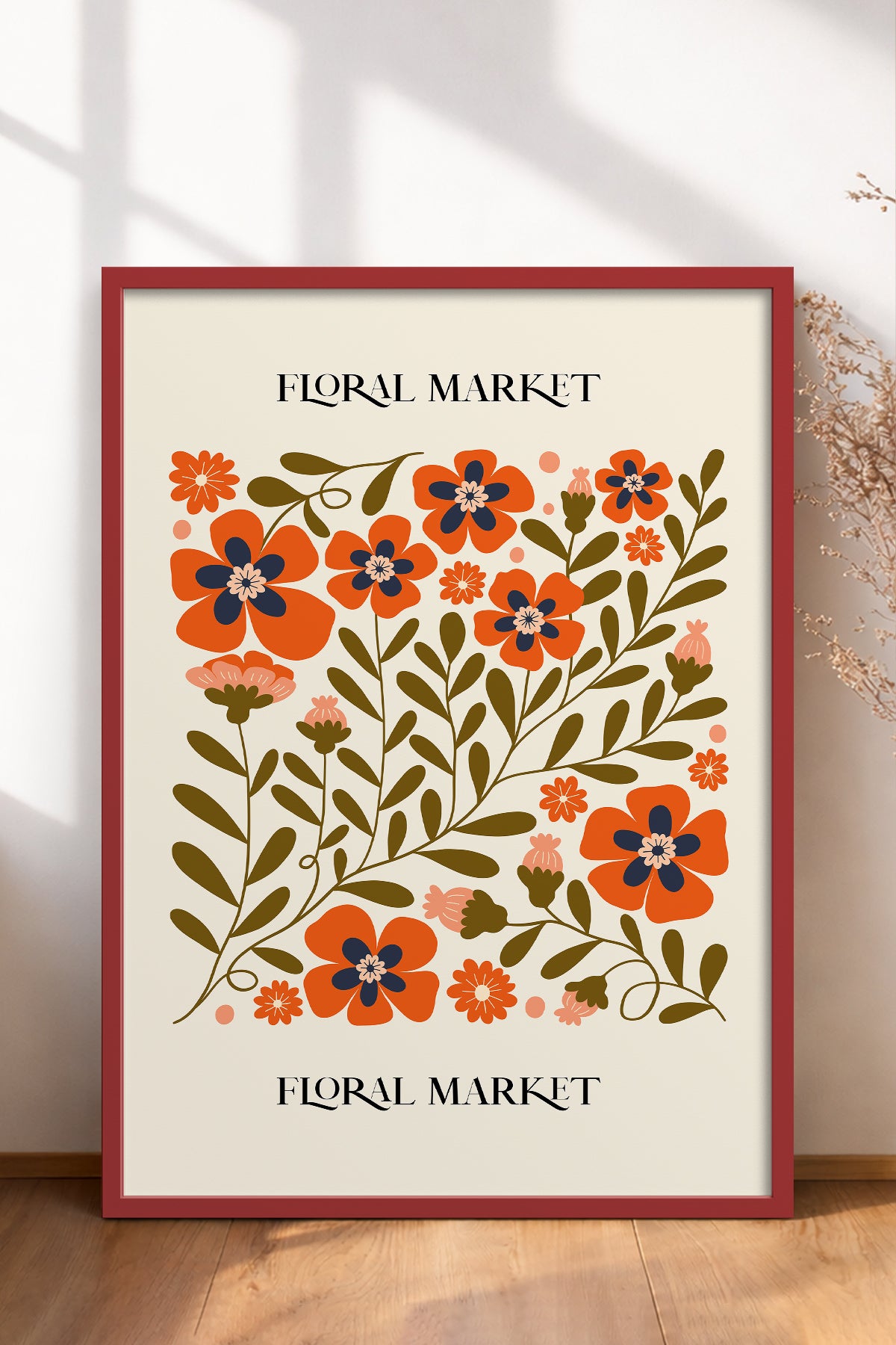 HOMEPACK Ahşap Çerçeveli Tablo Çerçeveli Poster Sanatsal Modern Duvar Dekoru FLOWER-155