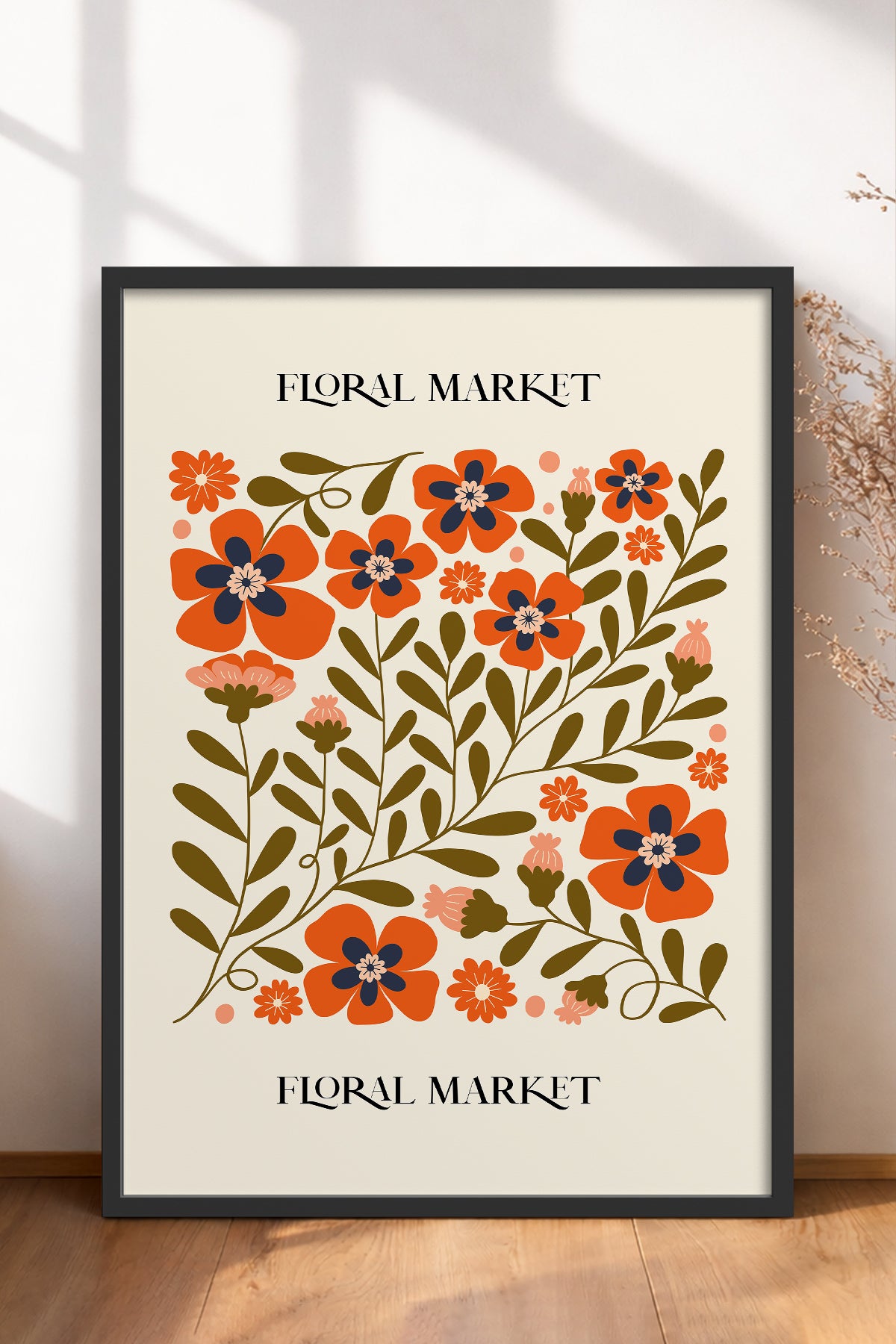 HOMEPACK Ahşap Çerçeveli Tablo Çerçeveli Poster Sanatsal Modern Duvar Dekoru FLOWER-155