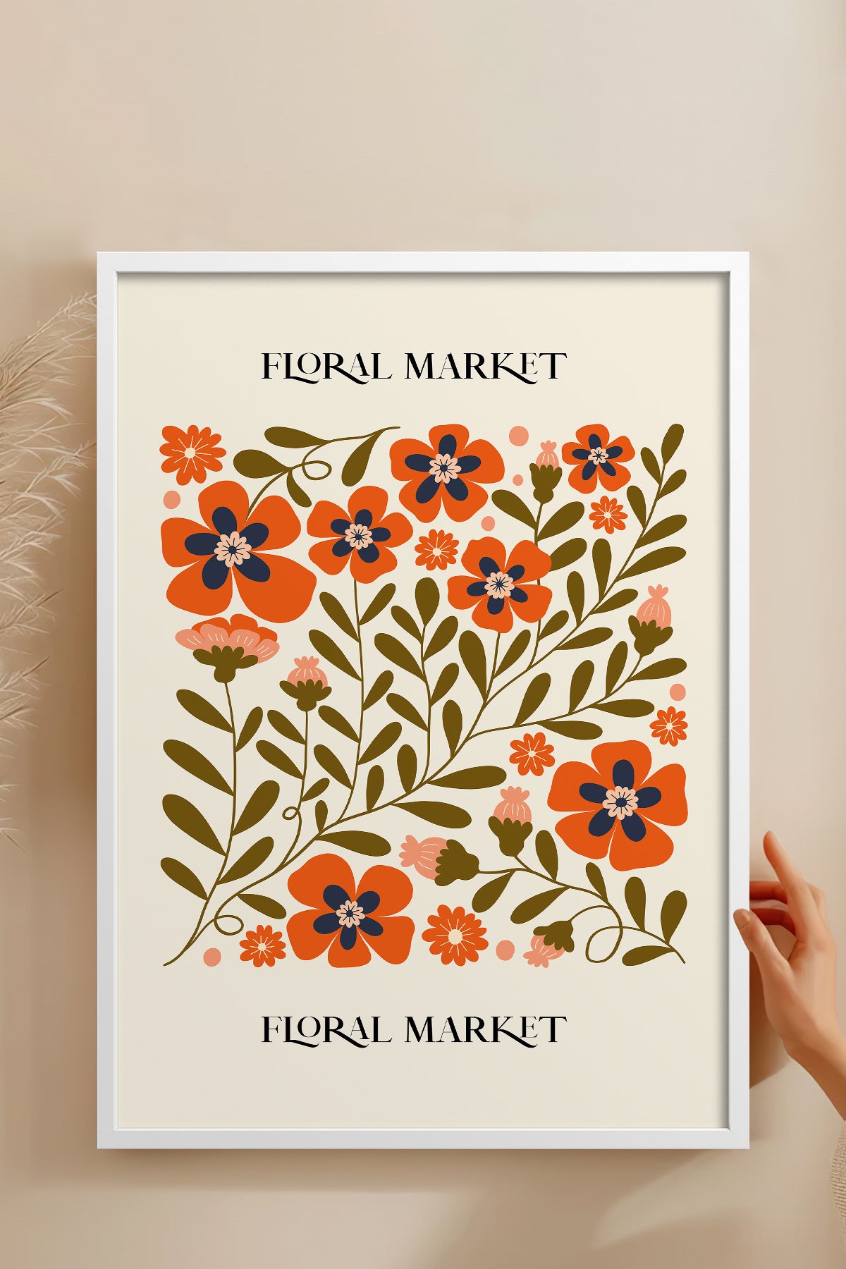 HOMEPACK Ahşap Çerçeveli Tablo Çerçeveli Poster Sanatsal Modern Duvar Dekoru FLOWER-155