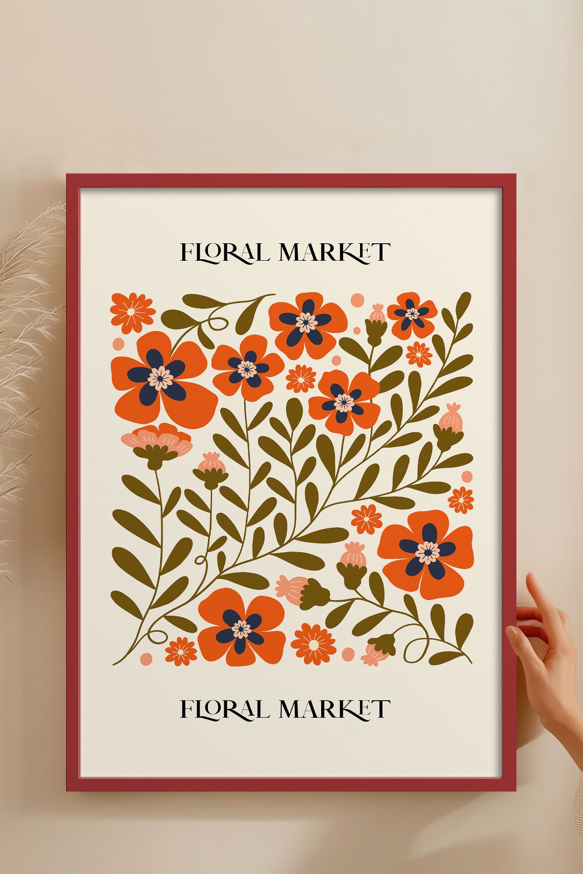 HOMEPACK Ahşap Çerçeveli Tablo Çerçeveli Poster Sanatsal Modern Duvar Dekoru FLOWER-155