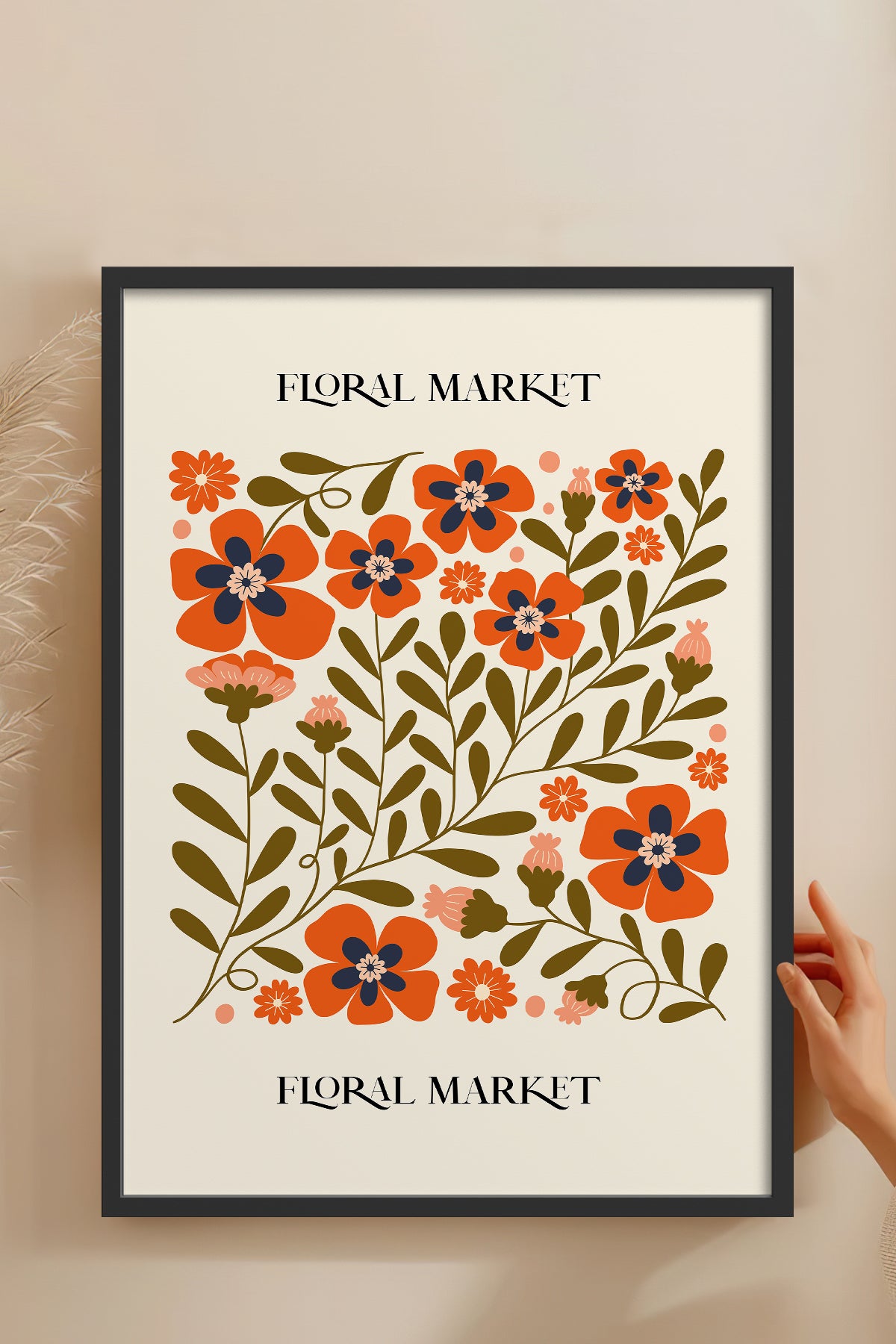 HOMEPACK Ahşap Çerçeveli Tablo Çerçeveli Poster Sanatsal Modern Duvar Dekoru FLOWER-155