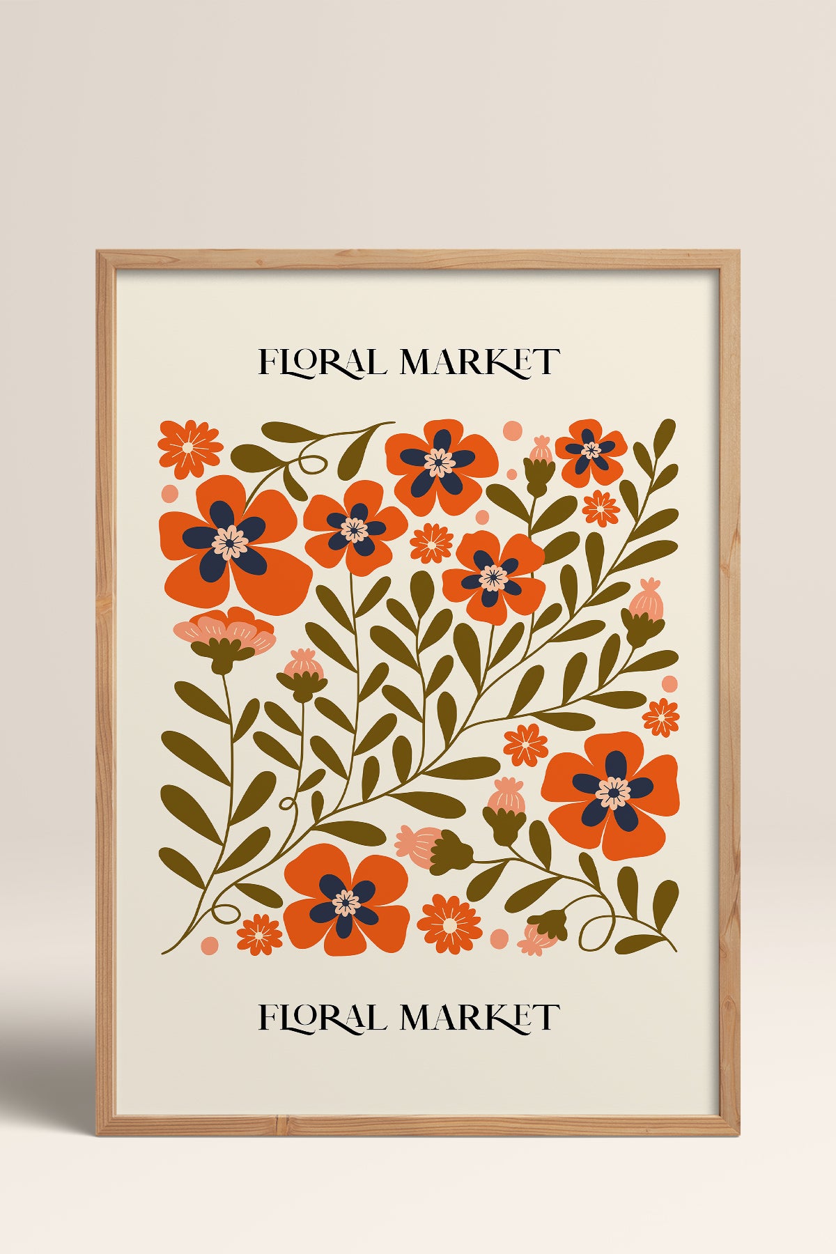 HOMEPACK Ahşap Çerçeveli Tablo Çerçeveli Poster Sanatsal Modern Duvar Dekoru FLOWER-155