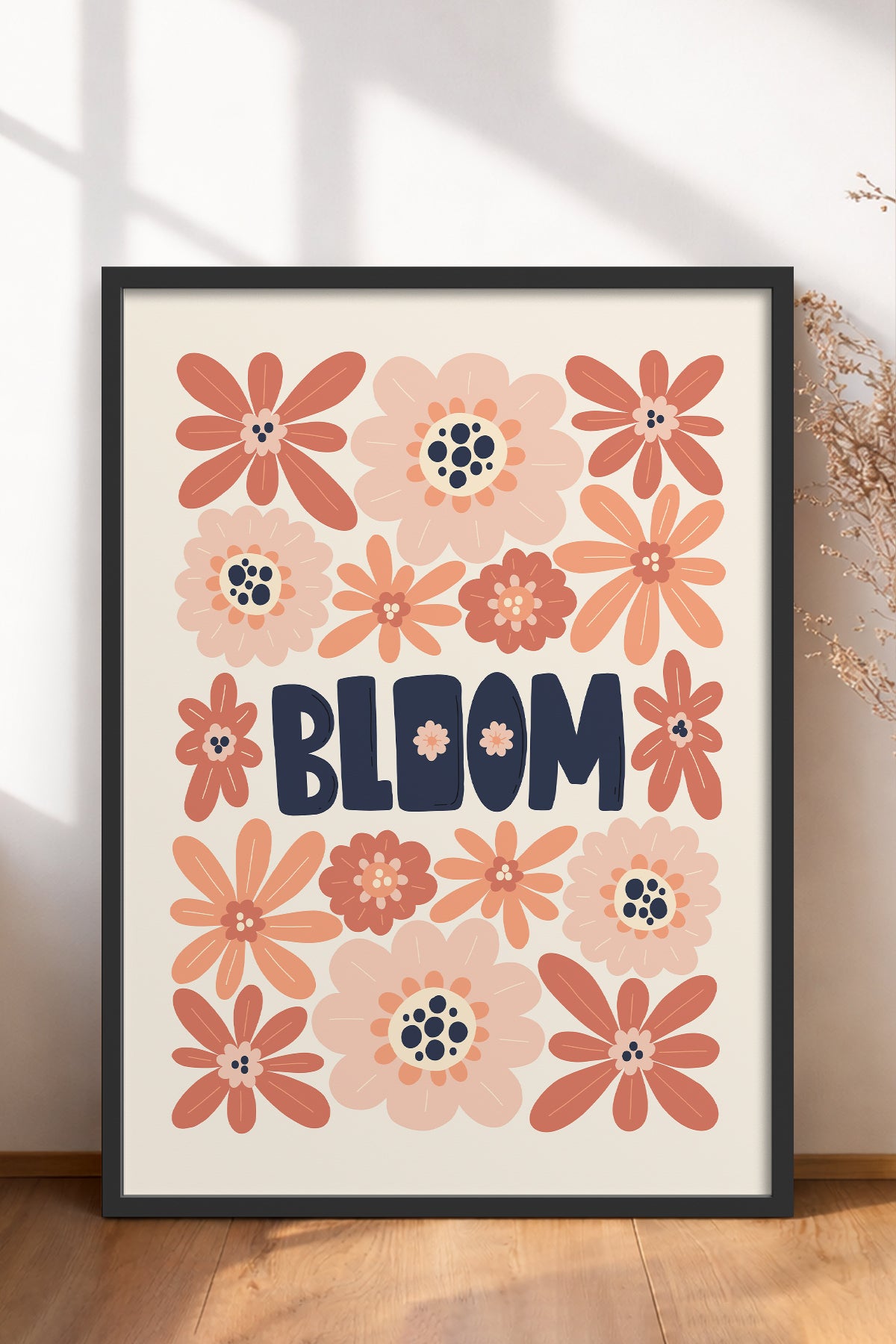 HOMEPACK Ahşap Çerçeveli Tablo Çerçeveli Poster Sanatsal Modern Duvar Dekoru FLOWER-159