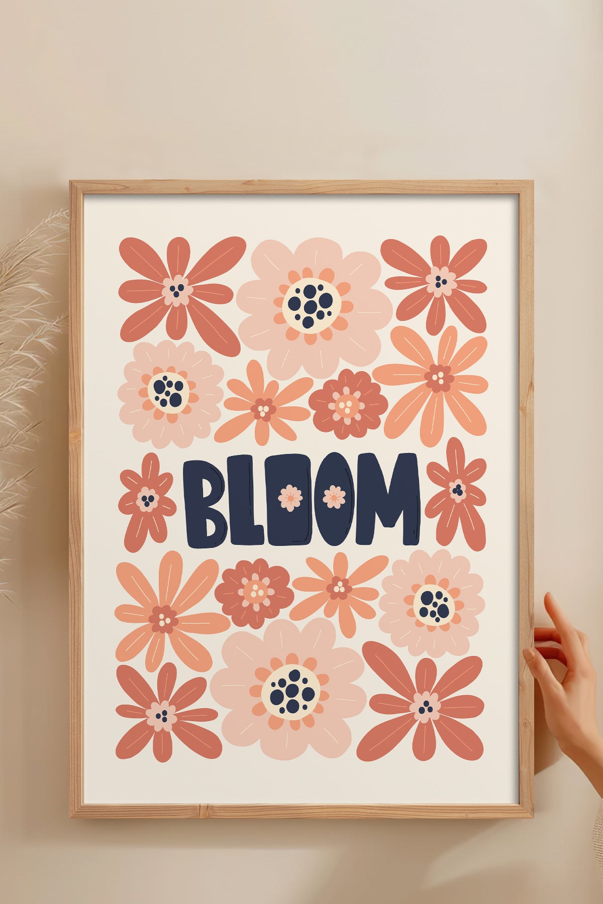 HOMEPACK Ahşap Çerçeveli Tablo Çerçeveli Poster Sanatsal Modern Duvar Dekoru FLOWER-159