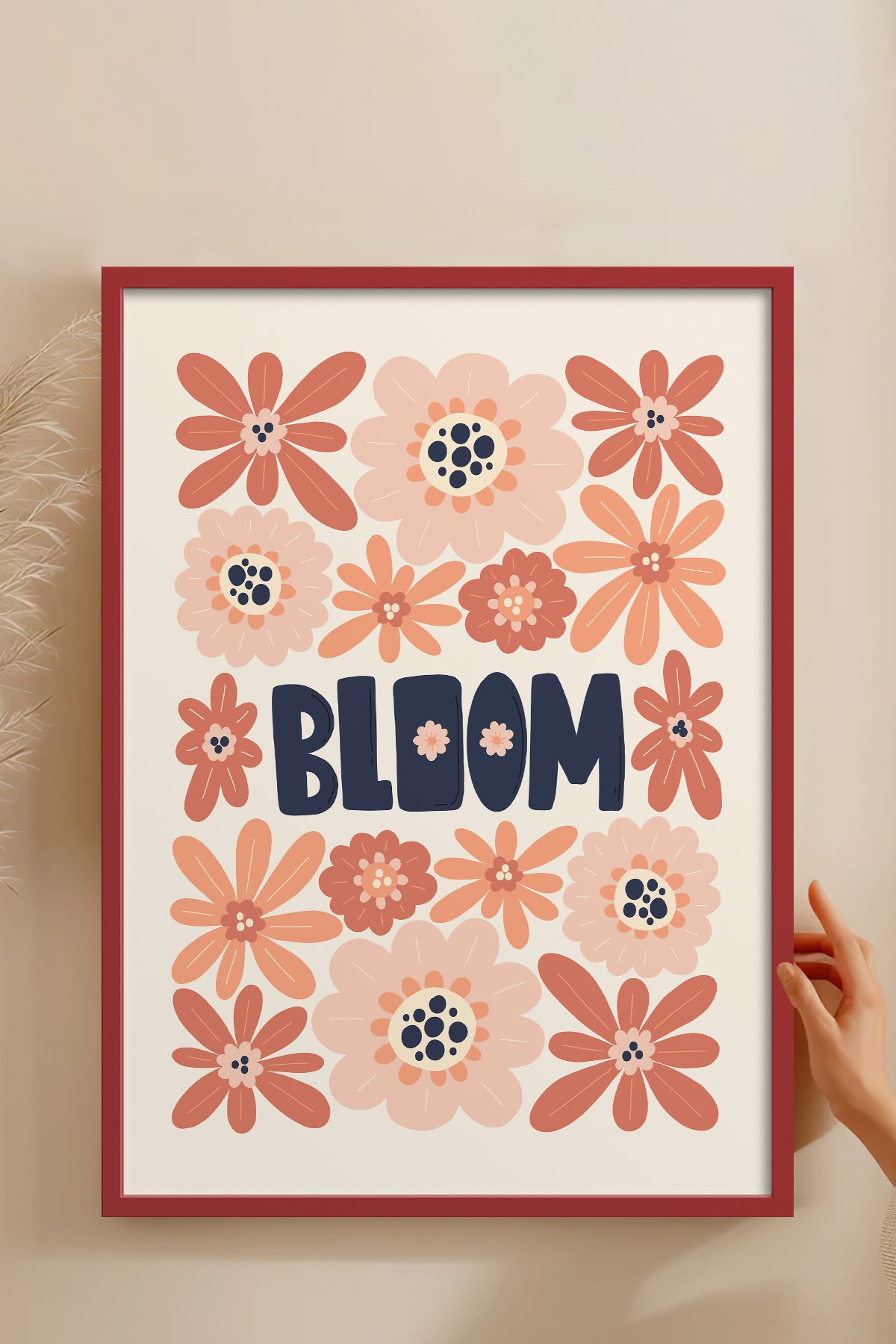 HOMEPACK Ahşap Çerçeveli Tablo Çerçeveli Poster Sanatsal Modern Duvar Dekoru FLOWER-159