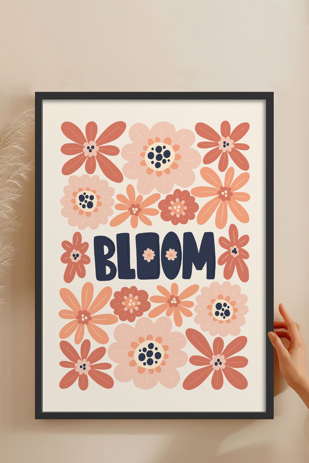 HOMEPACK Ahşap Çerçeveli Tablo Çerçeveli Poster Sanatsal Modern Duvar Dekoru FLOWER-159