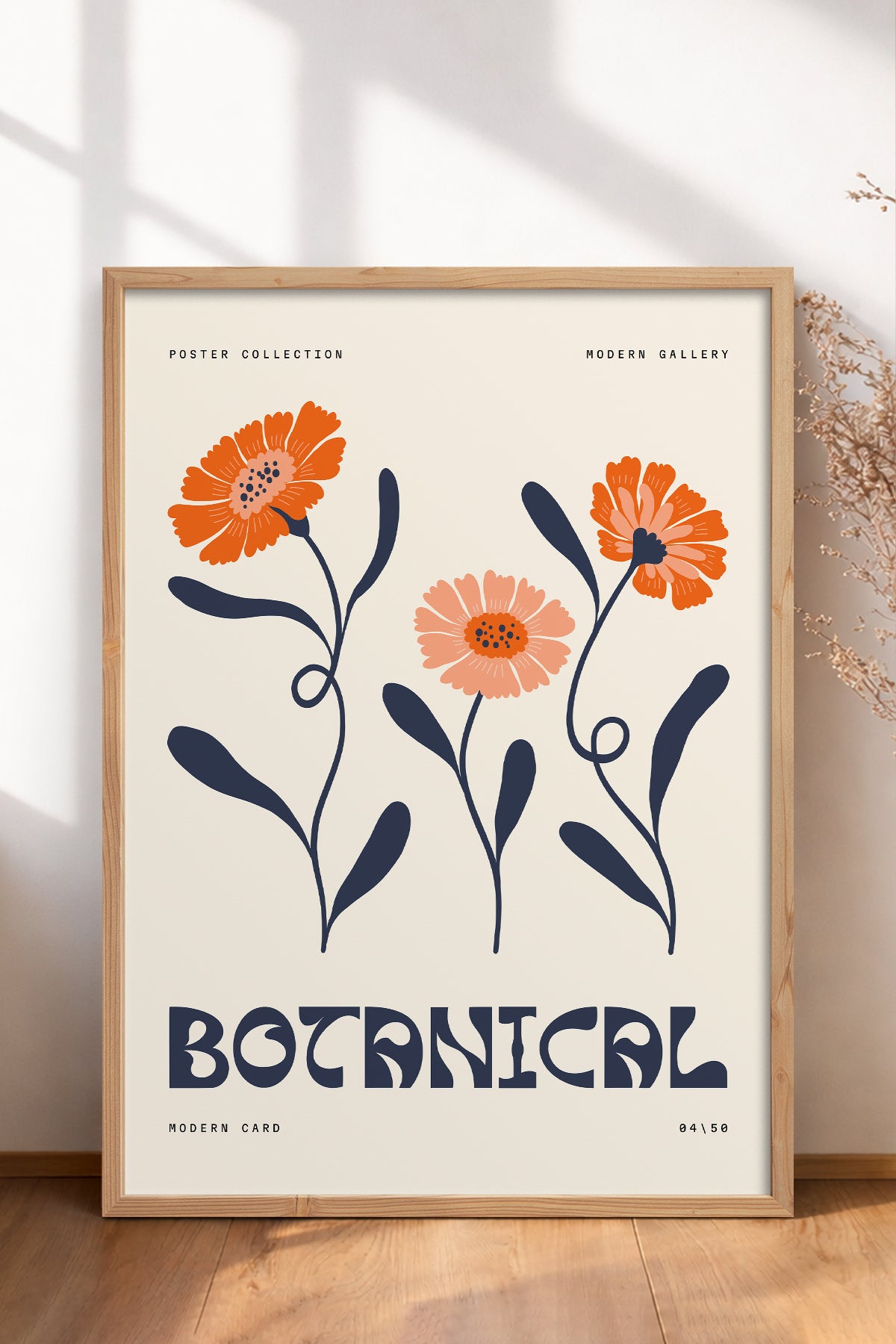HOMEPACK Ahşap Çerçeveli Tablo Çerçeveli Poster Sanatsal Modern Duvar Dekoru FLOWER-160