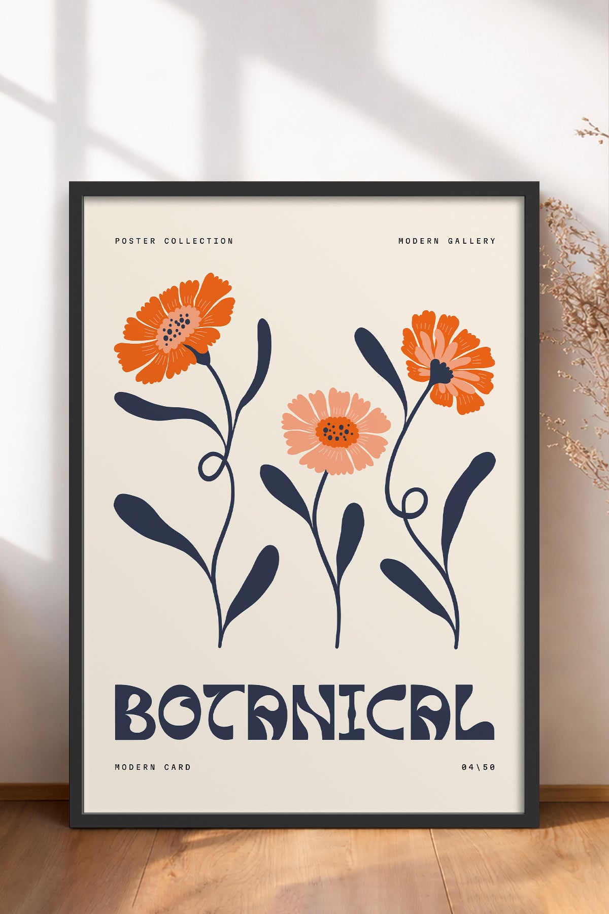 HOMEPACK Ahşap Çerçeveli Tablo Çerçeveli Poster Sanatsal Modern Duvar Dekoru FLOWER-160