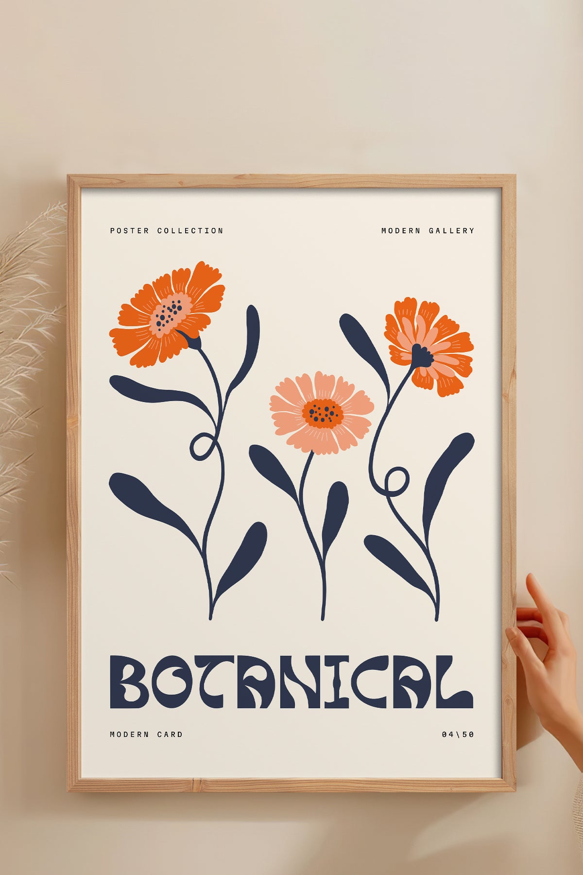 HOMEPACK Ahşap Çerçeveli Tablo Çerçeveli Poster Sanatsal Modern Duvar Dekoru FLOWER-160