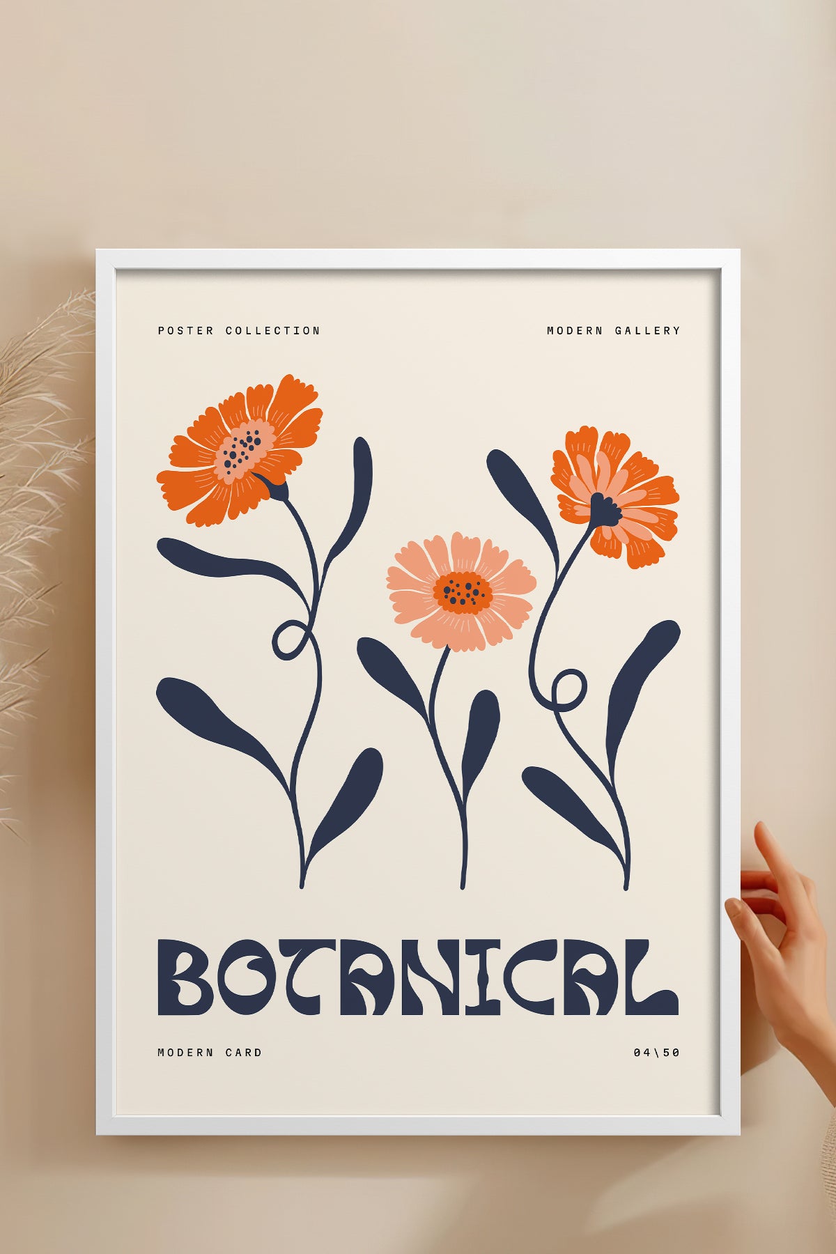 HOMEPACK Ahşap Çerçeveli Tablo Çerçeveli Poster Sanatsal Modern Duvar Dekoru FLOWER-160