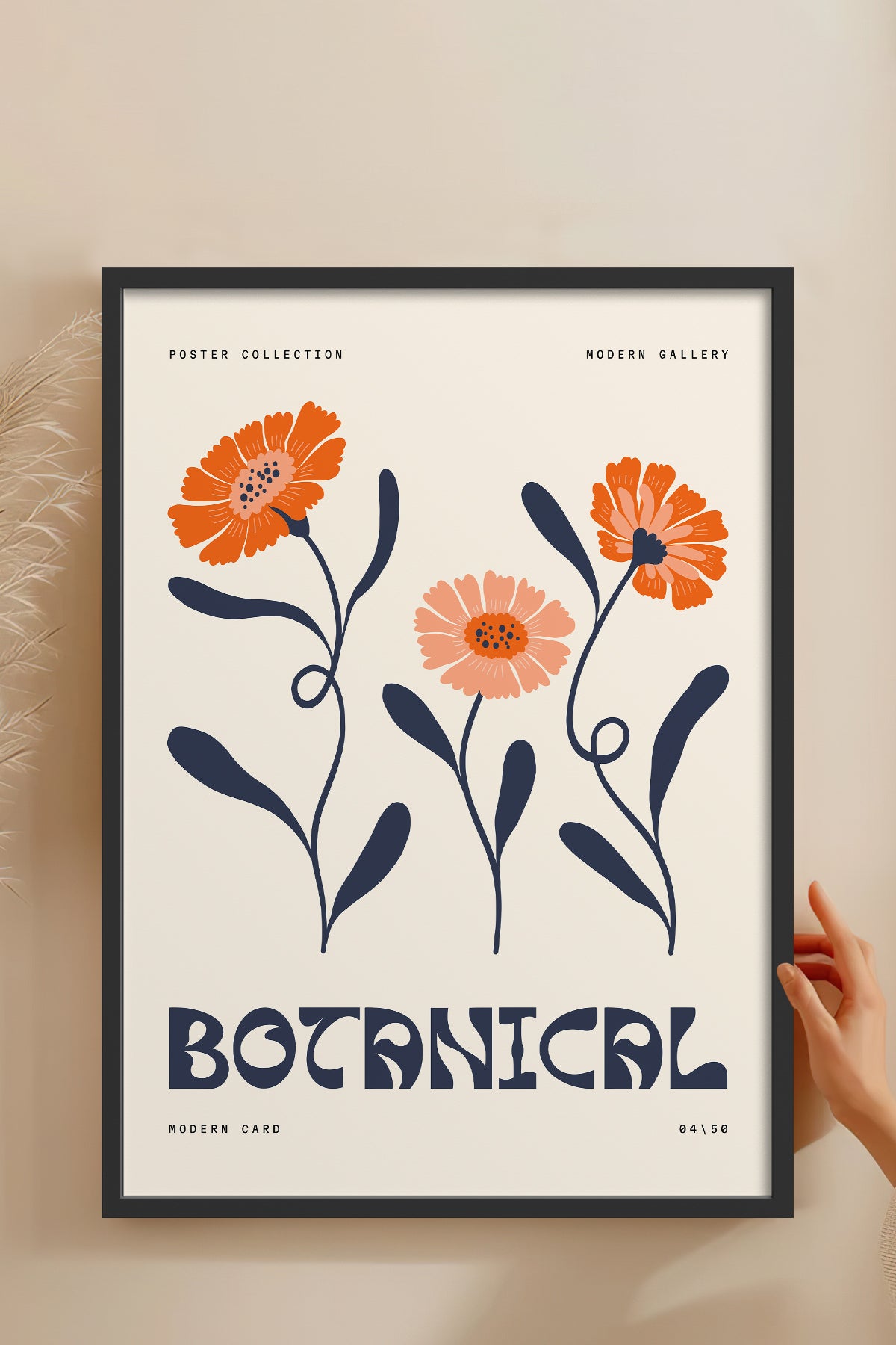 HOMEPACK Ahşap Çerçeveli Tablo Çerçeveli Poster Sanatsal Modern Duvar Dekoru FLOWER-160