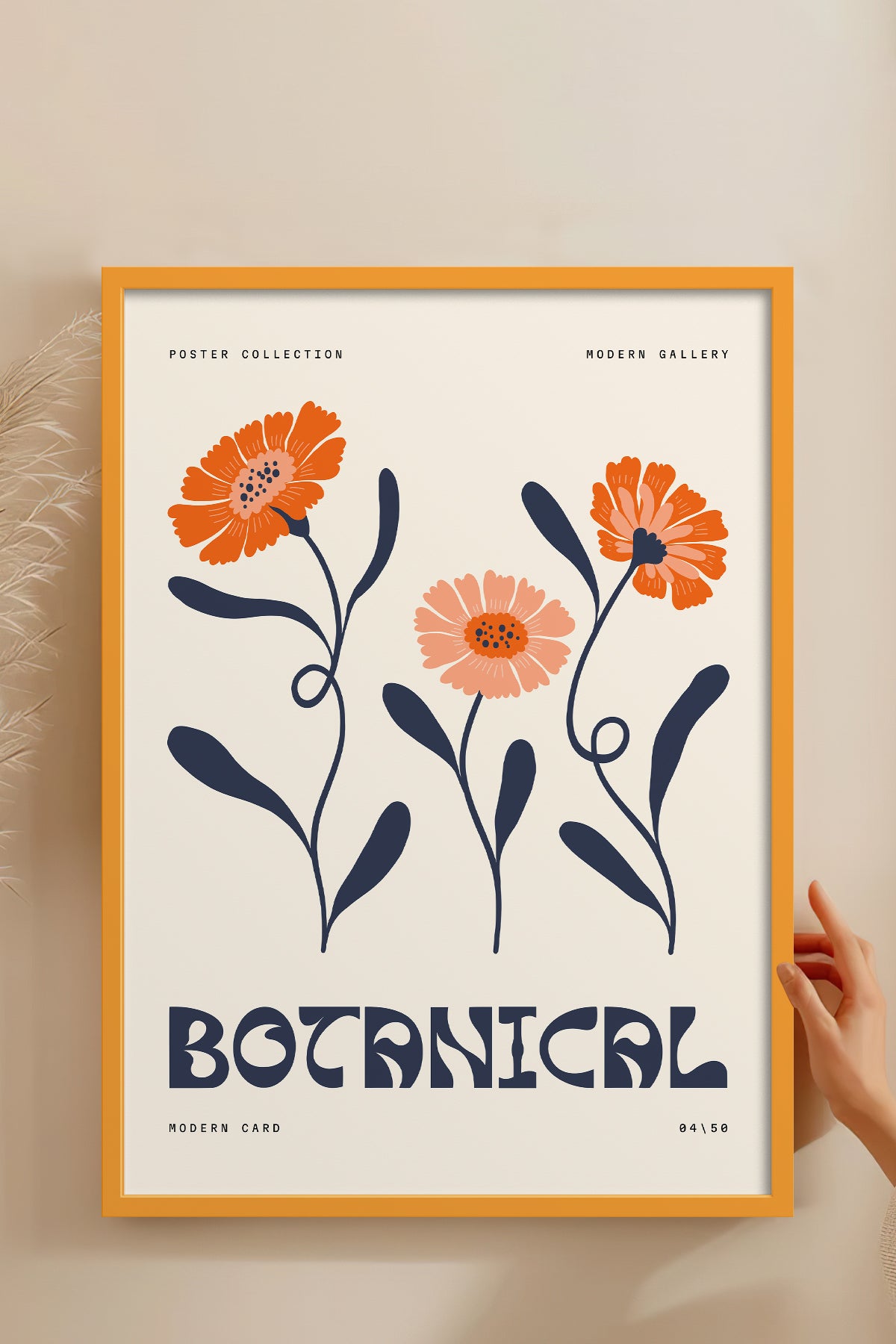 HOMEPACK Ahşap Çerçeveli Tablo Çerçeveli Poster Sanatsal Modern Duvar Dekoru FLOWER-160