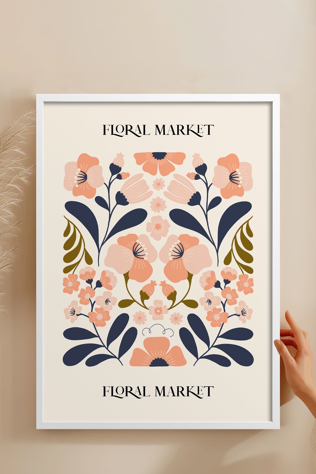 HOMEPACK Ahşap Çerçeveli Tablo Çerçeveli Poster Sanatsal Modern Duvar Dekoru FLOWER-162