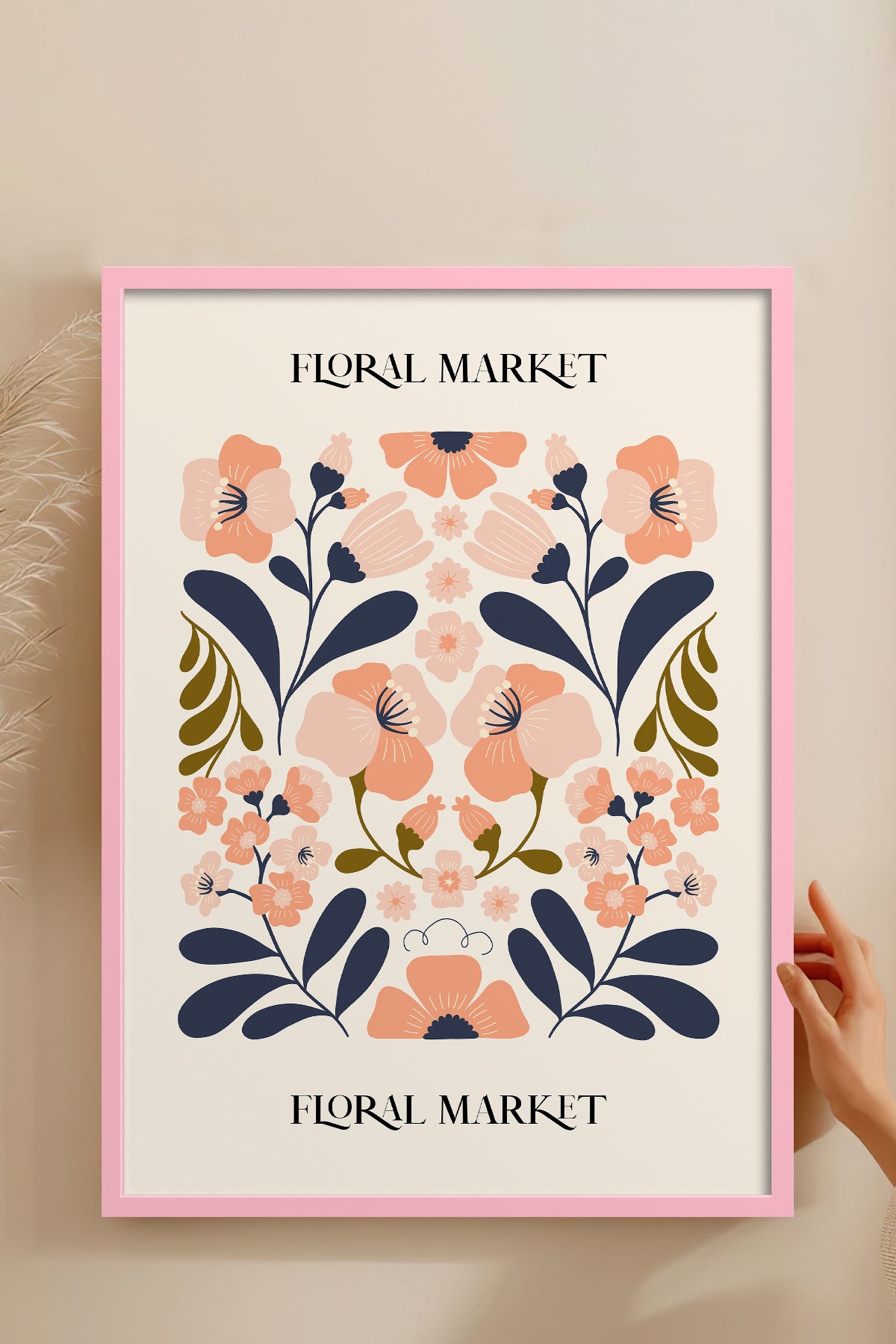 HOMEPACK Ahşap Çerçeveli Tablo Çerçeveli Poster Sanatsal Modern Duvar Dekoru FLOWER-162