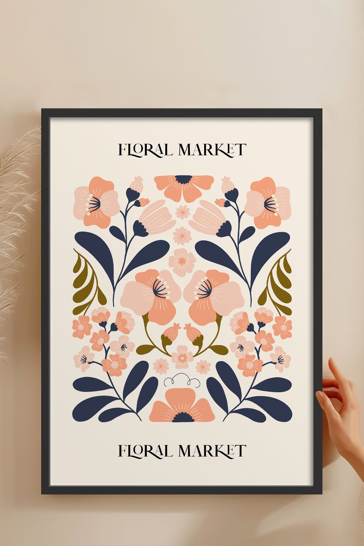 HOMEPACK Ahşap Çerçeveli Tablo Çerçeveli Poster Sanatsal Modern Duvar Dekoru FLOWER-162
