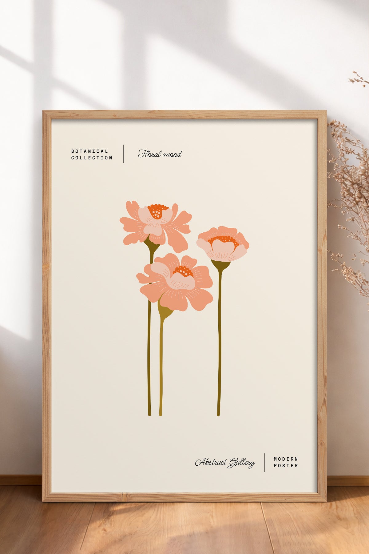 HOMEPACK Ahşap Çerçeveli Tablo Çerçeveli Poster Sanatsal Modern Duvar Dekoru FLOWER-163
