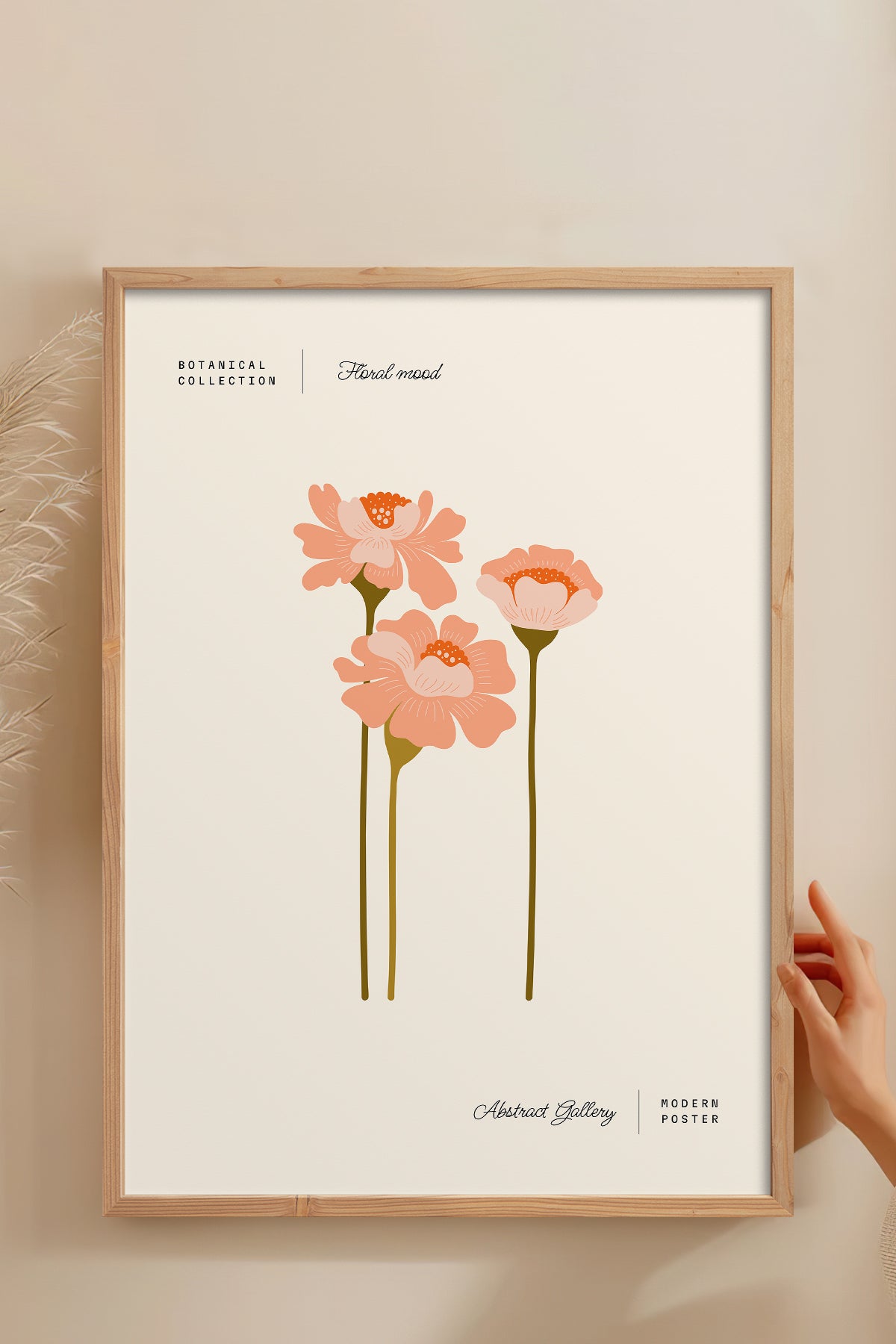 HOMEPACK Ahşap Çerçeveli Tablo Çerçeveli Poster Sanatsal Modern Duvar Dekoru FLOWER-163